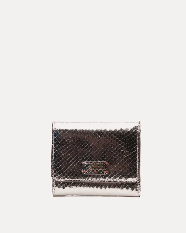 Perfect Wallet Metallic Snake Leather - Silver sold by Frances Valentine