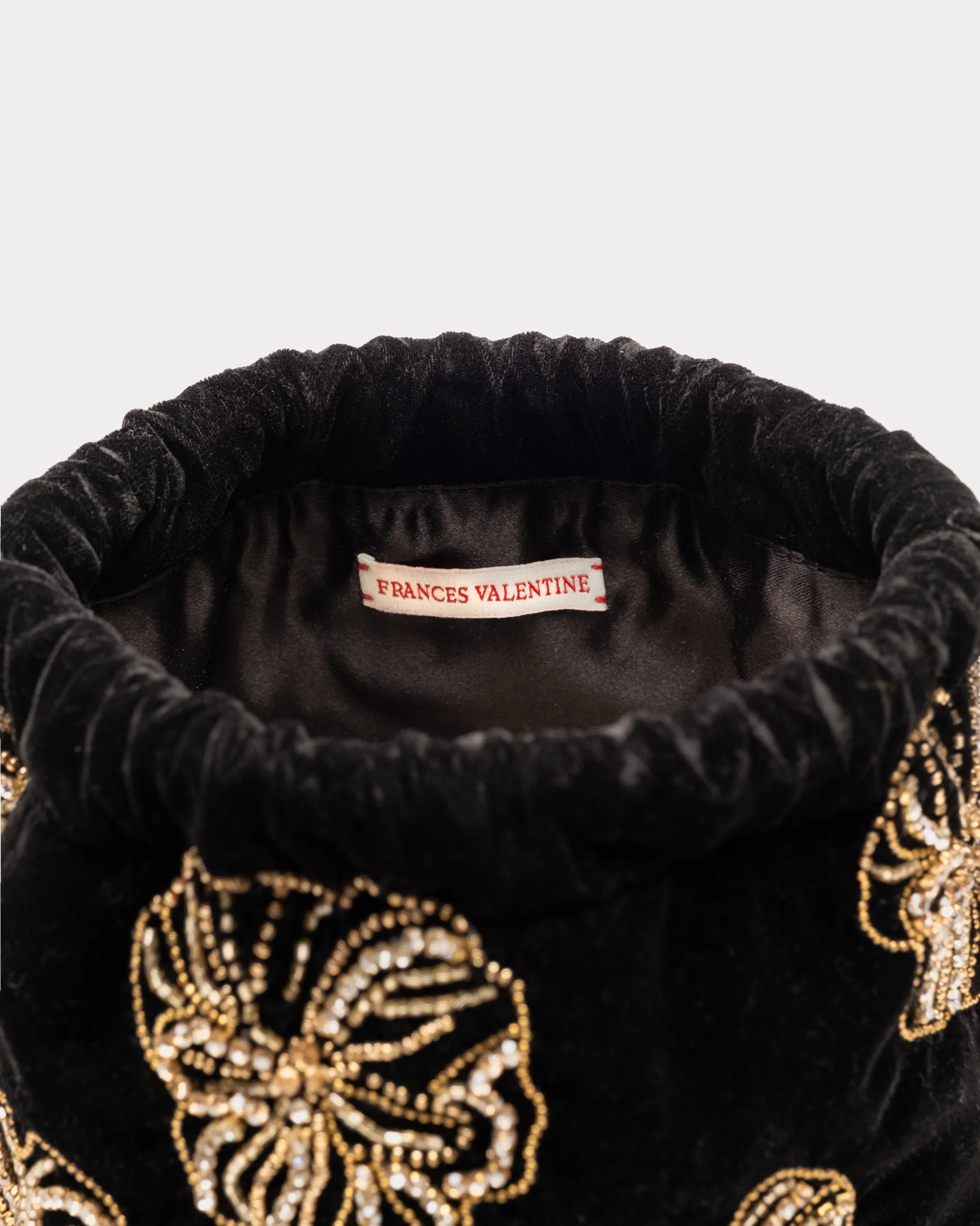 Velvet Pouf Bag Floral Embroidery - Black/Gold sold by Frances Valentine product image thumbnail 3