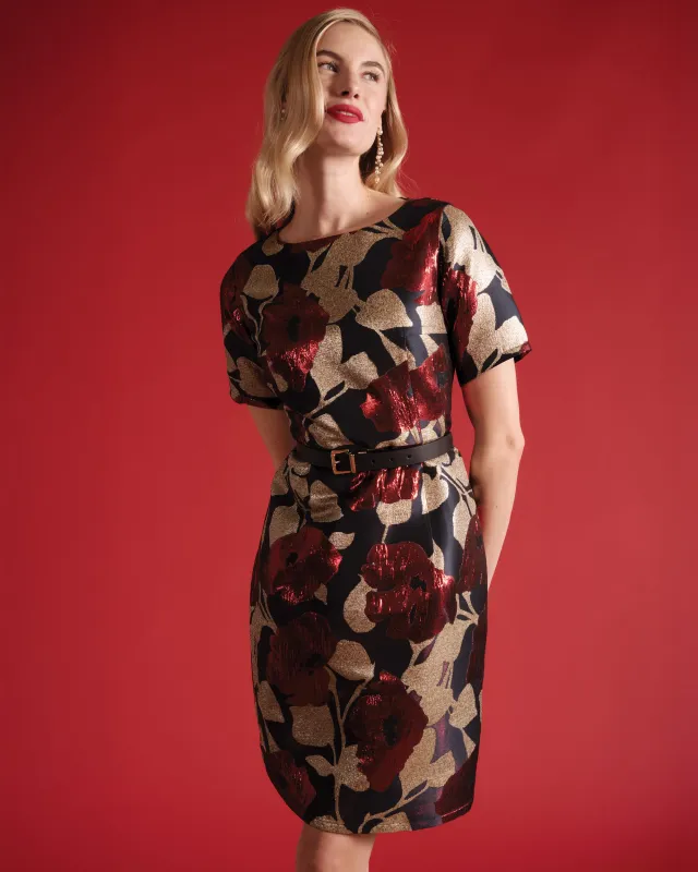 Michelle Mini Dress - Floating Floral Jacquard sold by Frances Valentine