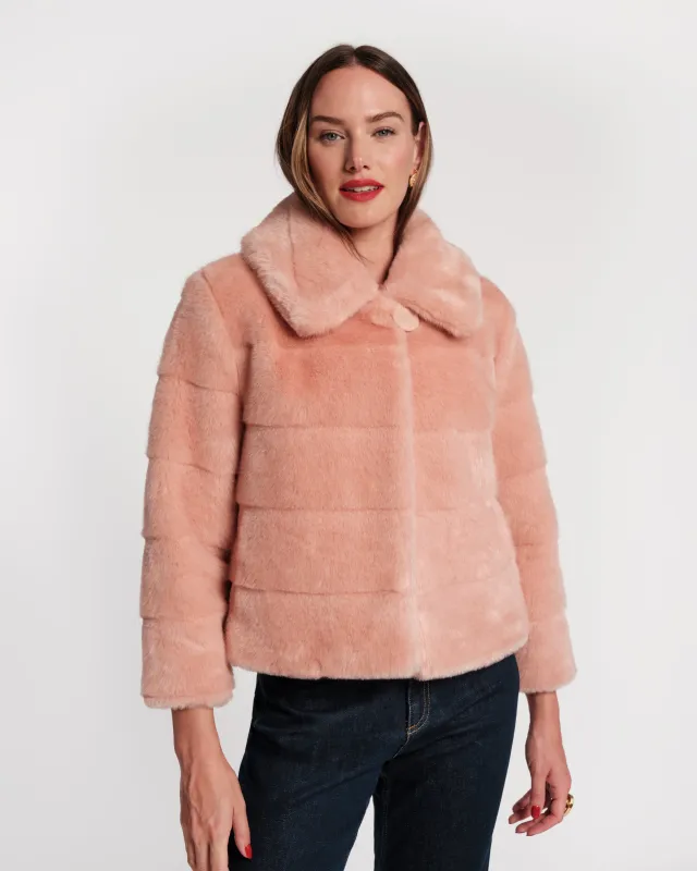 Babe Faux Fur Jacket -  Light Pink sold by Frances Valentine