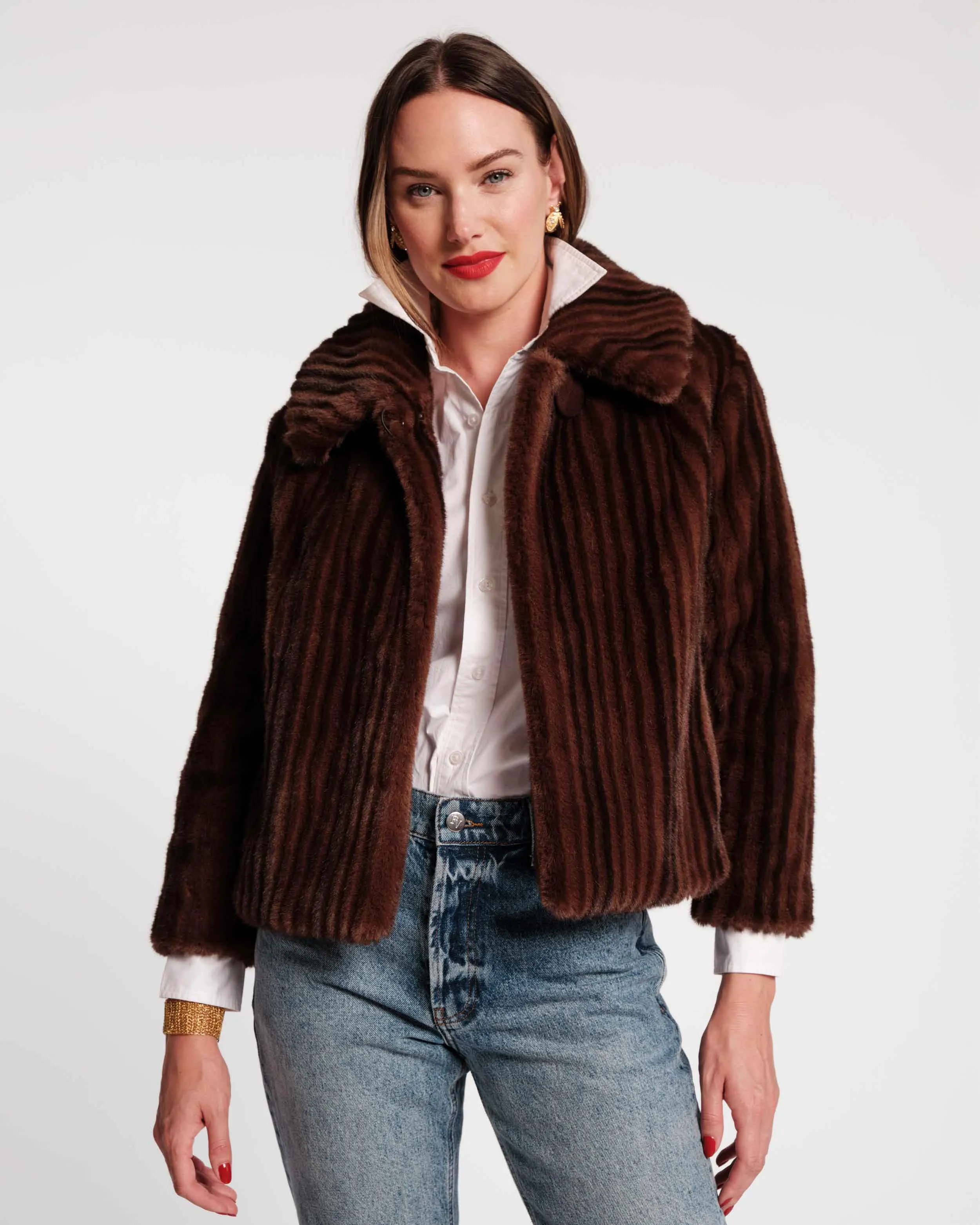 Babe Faux Fur Jacket - Brown sold by Frances Valentine product image thumbnail 3