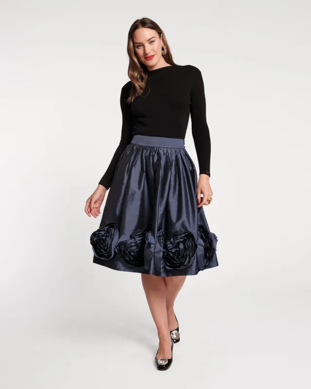 Barbara Flower Skirt - Navy sold by Frances Valentine