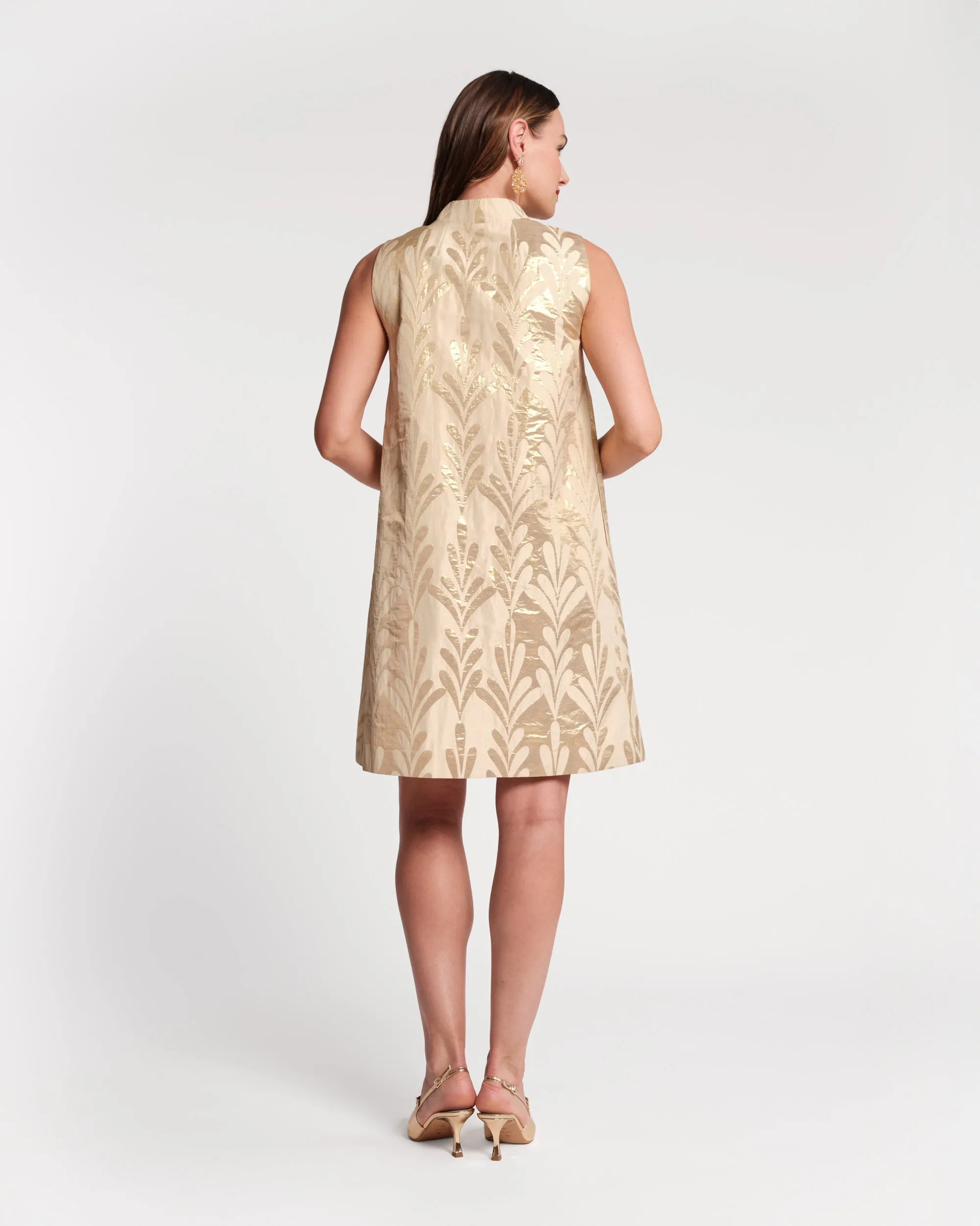 Tabitha Mini Dress - Royal Palm Jacquard Gold sold by Frances Valentine product image thumbnail 4