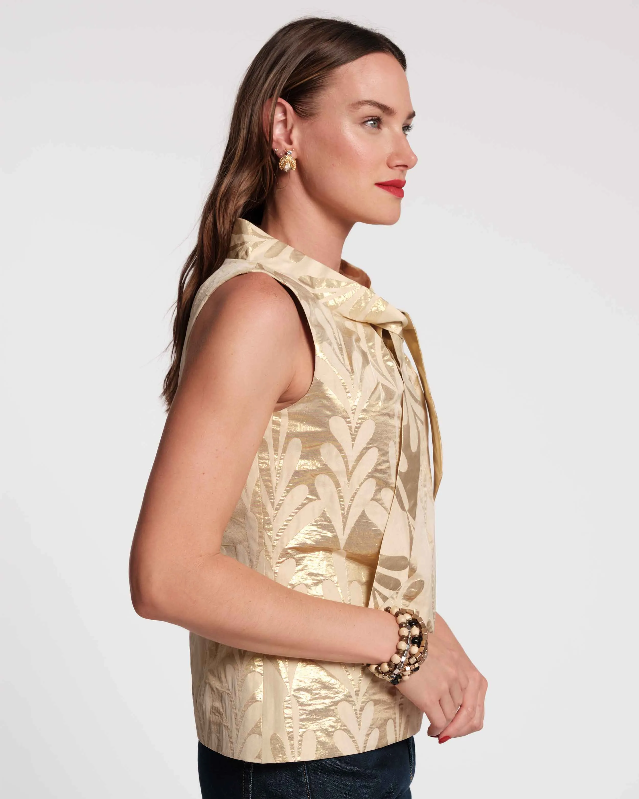 Millie Top - Royal Palm Jacquard Gold sold by Frances Valentine product image thumbnail 4