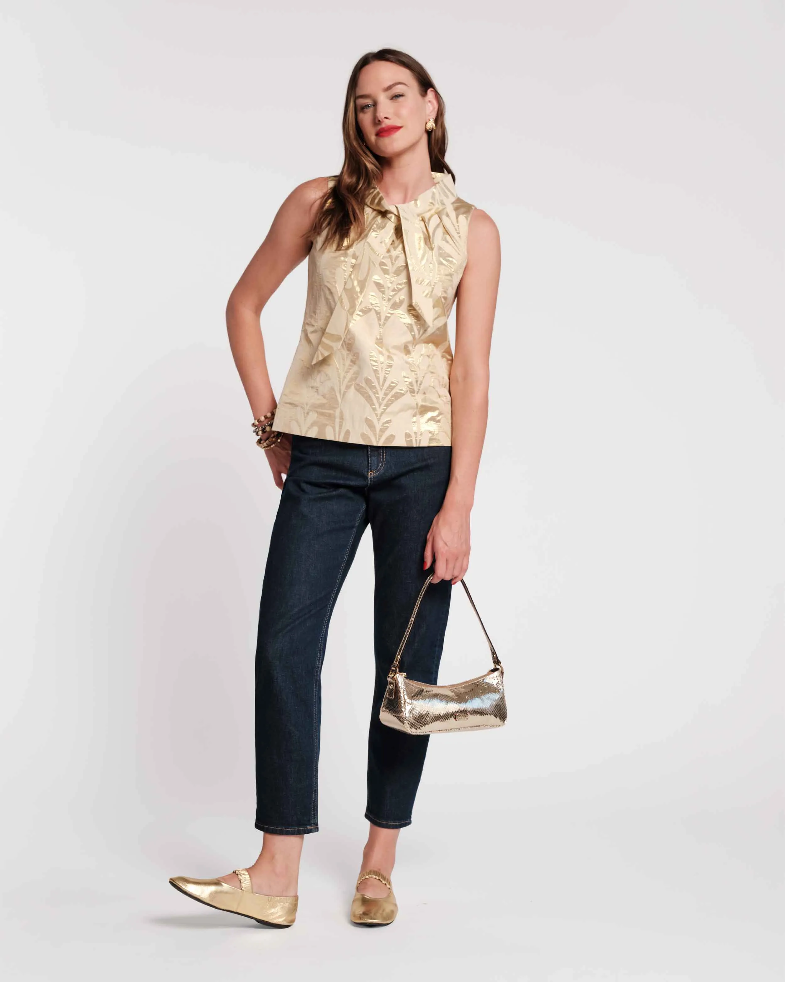 Millie Top - Royal Palm Jacquard Gold sold by Frances Valentine product image thumbnail 2
