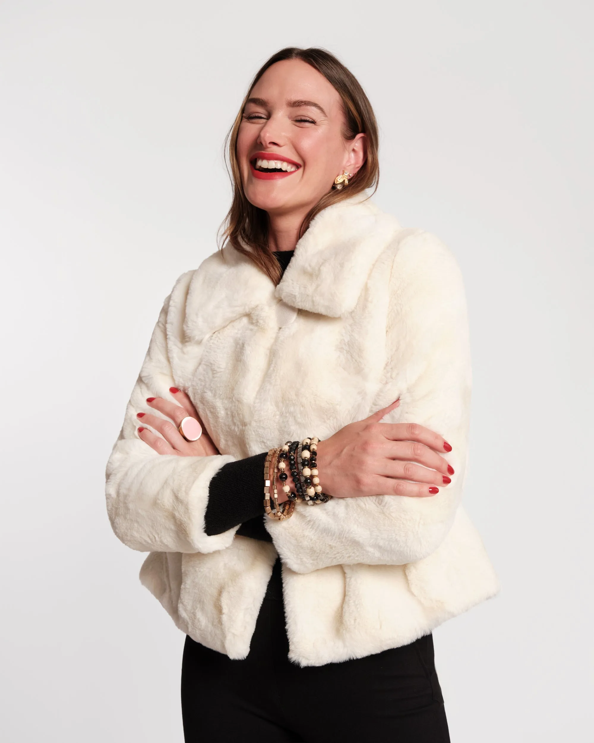 Babe Faux Fur Jacket - White sold by Frances Valentine