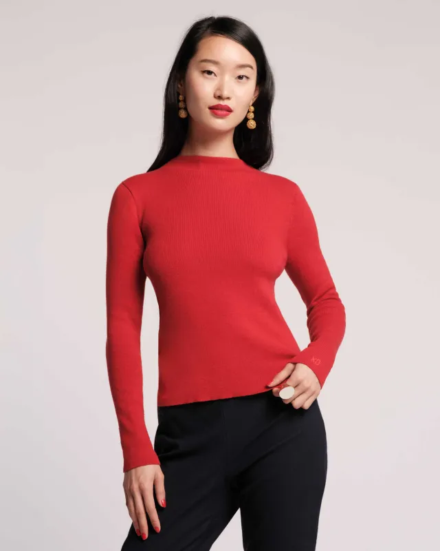 Marie Long Sleeve Cotton Sweater - Red sold by Frances Valentine