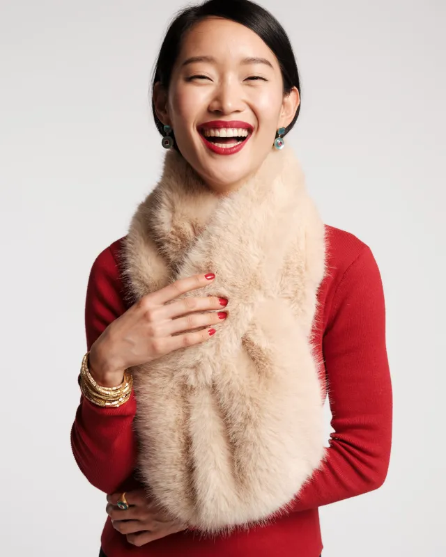 Faux Fur Pull Through Scarf - Oyster sold by Frances Valentine
