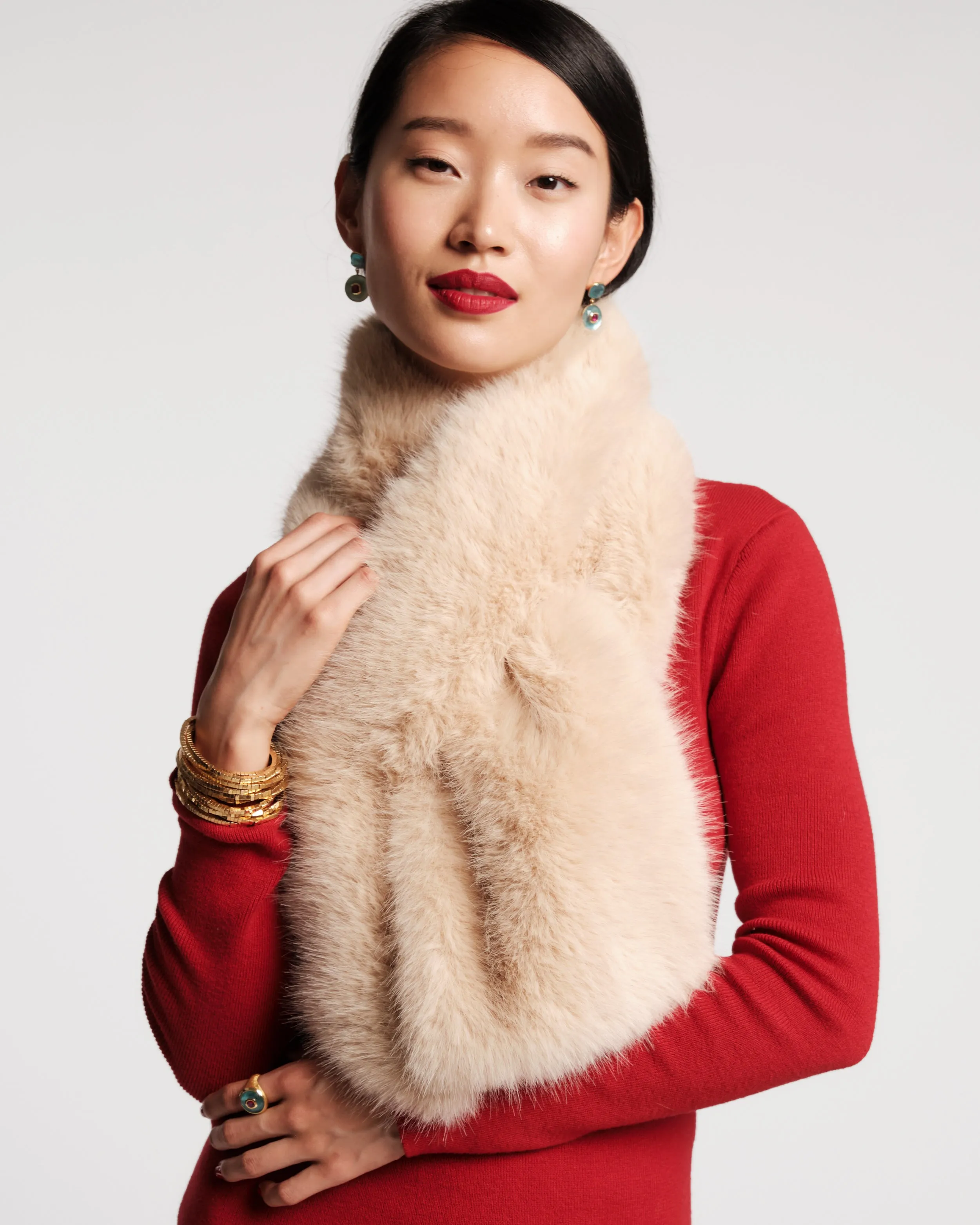 Faux Fur Pull Through Scarf - Oyster sold by Frances Valentine product image thumbnail 2