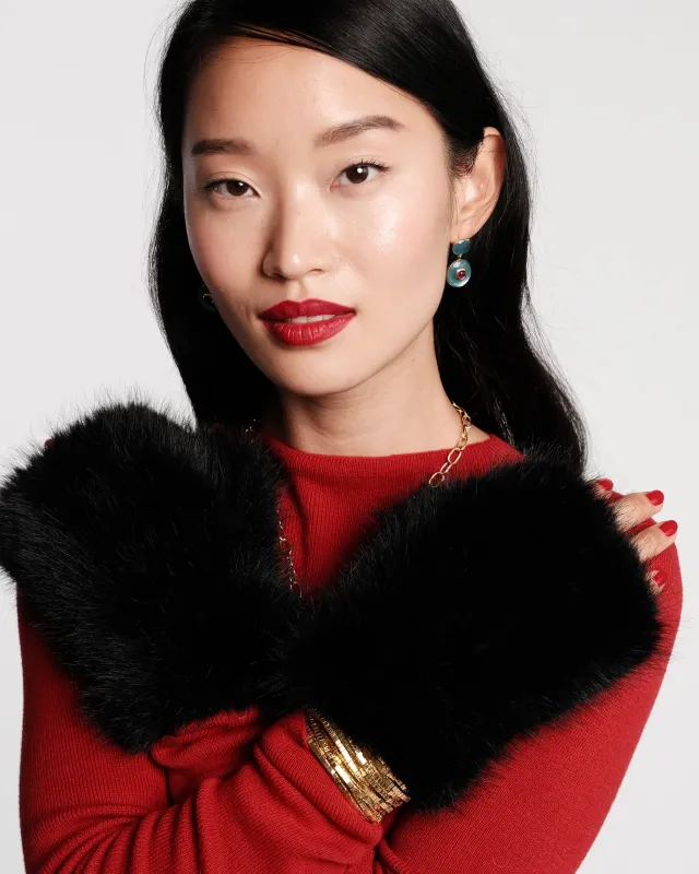 Faux Fur Fingerless Glove - Black sold by Frances Valentine