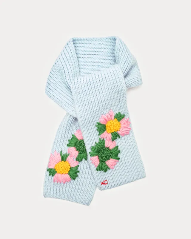 Embroidered Knit Scarf - Blue sold by Frances Valentine