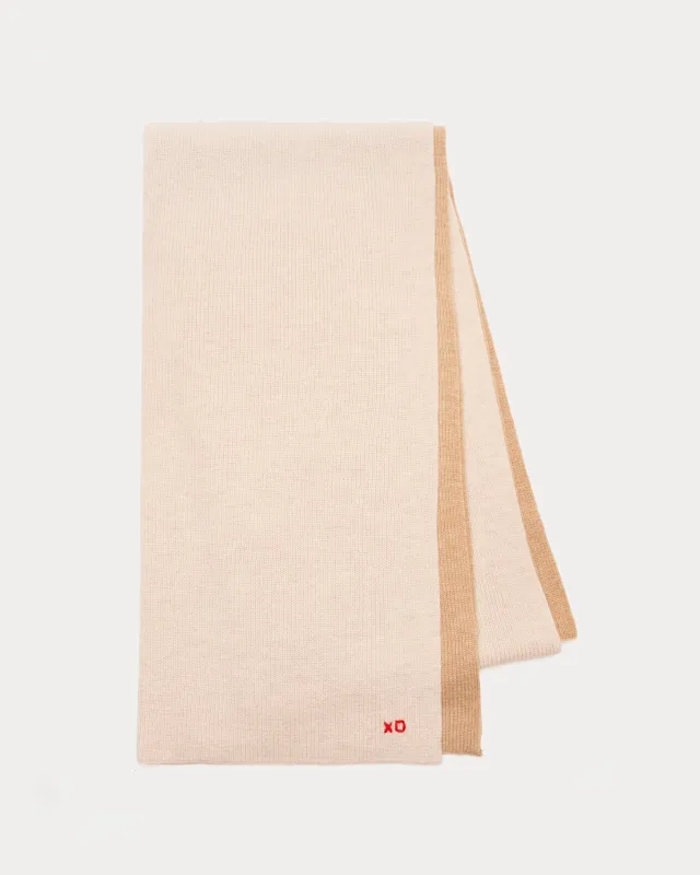 Colorblock Cardigan Stitch Blanket Scarf - Natural sold by Frances Valentine