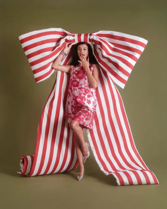 Lilly Shift Dress - Metallic Floral Jacquard sold by Frances Valentine