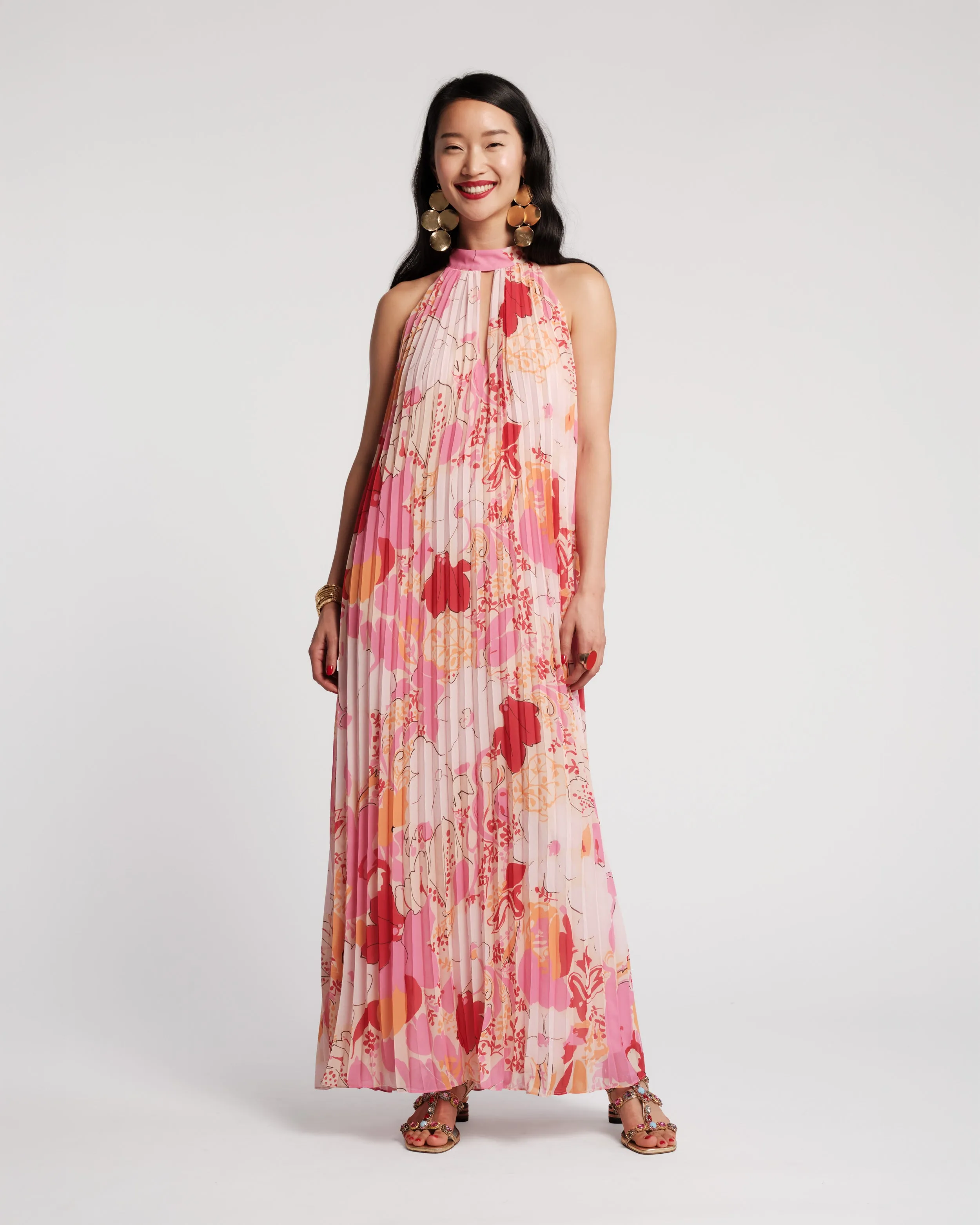 Slim Pleated Maxi Dress - Wild Tulip sold by Frances Valentine