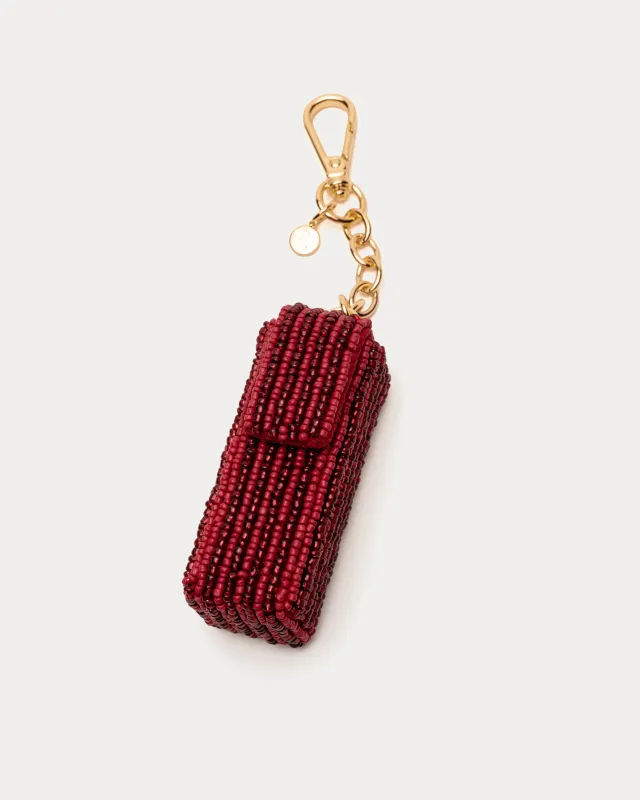 Lipstick Holder Keychain Bead Leather Red OS sold by Frances Valentine