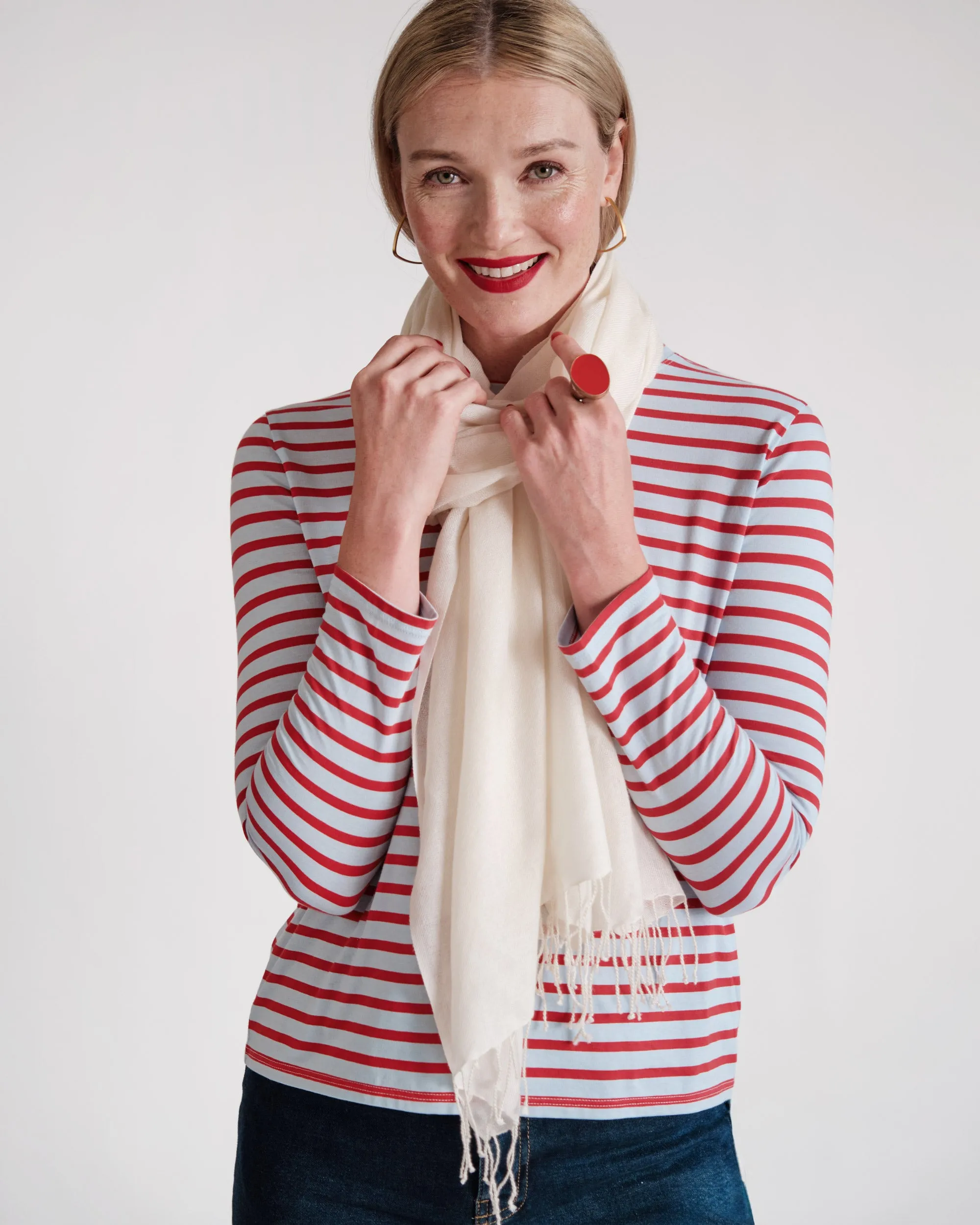 Cashmere Silk Fringe Scarf - Oyster sold by Frances Valentine