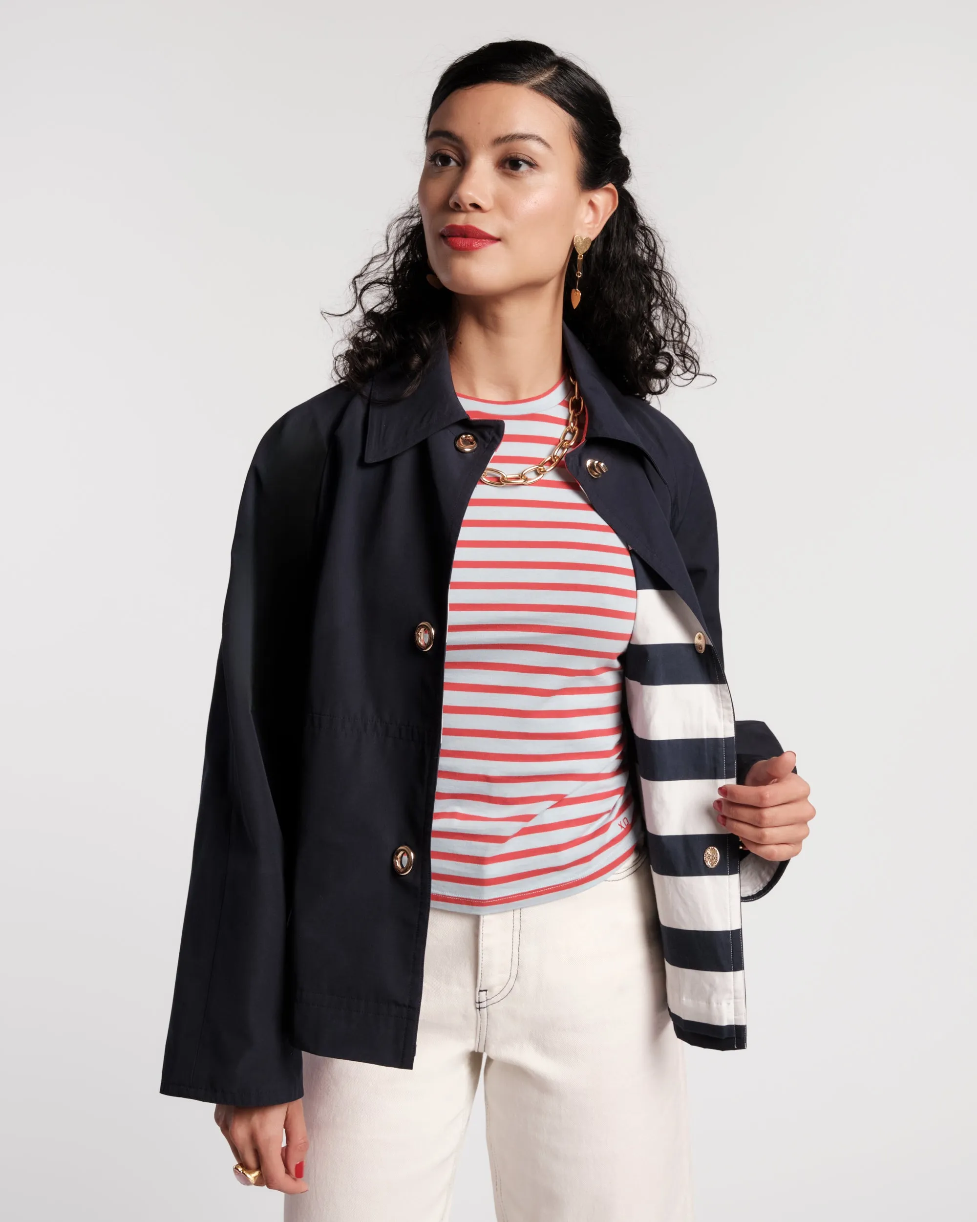 Short Spiffy Trench Coat - Navy sold by Frances Valentine product image thumbnail 3