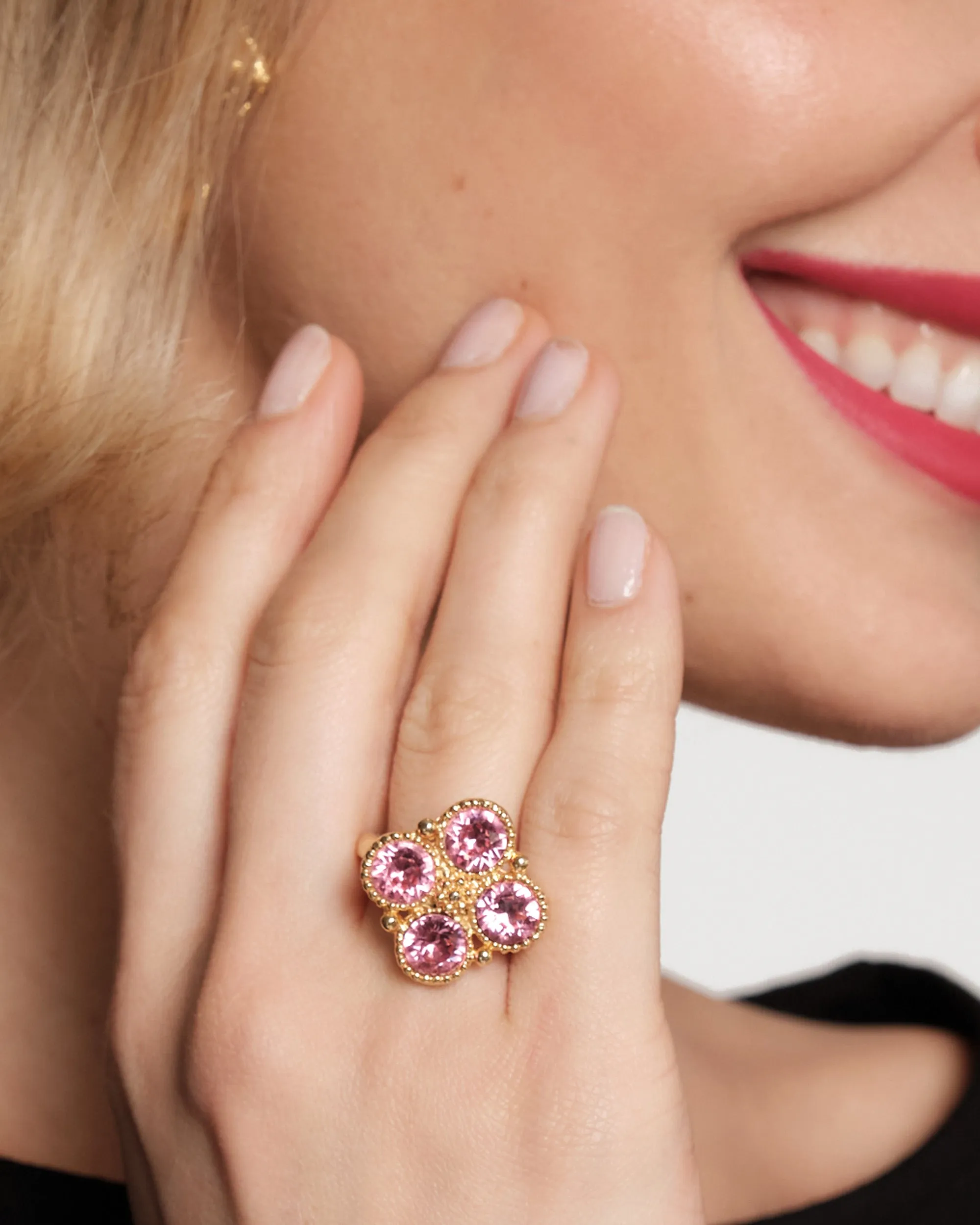 4 Faceted Pink Stone Ring - Pink sold by Frances Valentine product image thumbnail 2