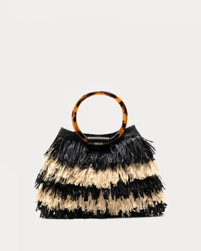Shaggy Raffia Tote - Black/Natural made by Frances Valentine