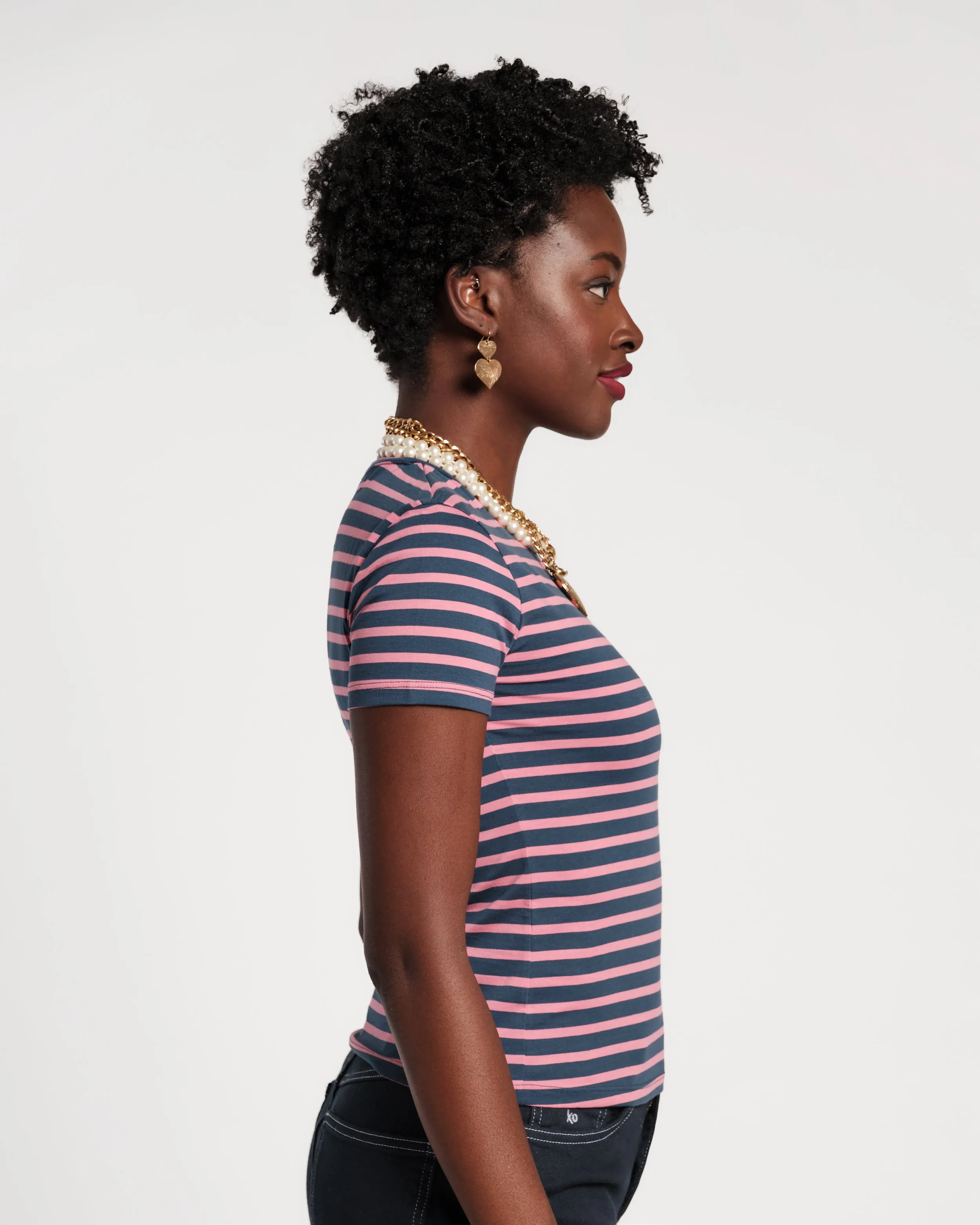Super Striped Baby Tee - Pink/Navy sold by Frances Valentine product image thumbnail 2