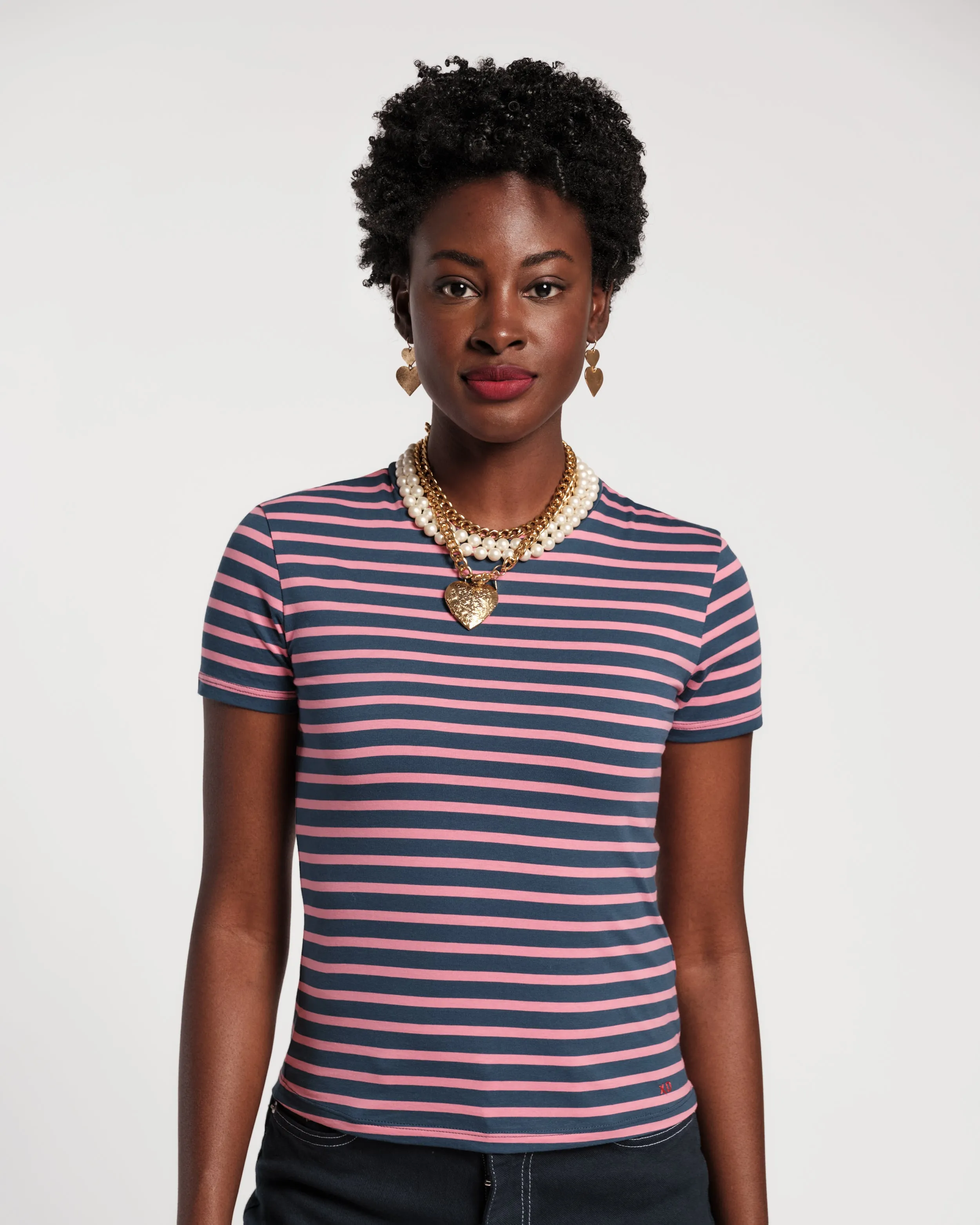 Super Striped Baby Tee - Pink/Navy sold by Frances Valentine