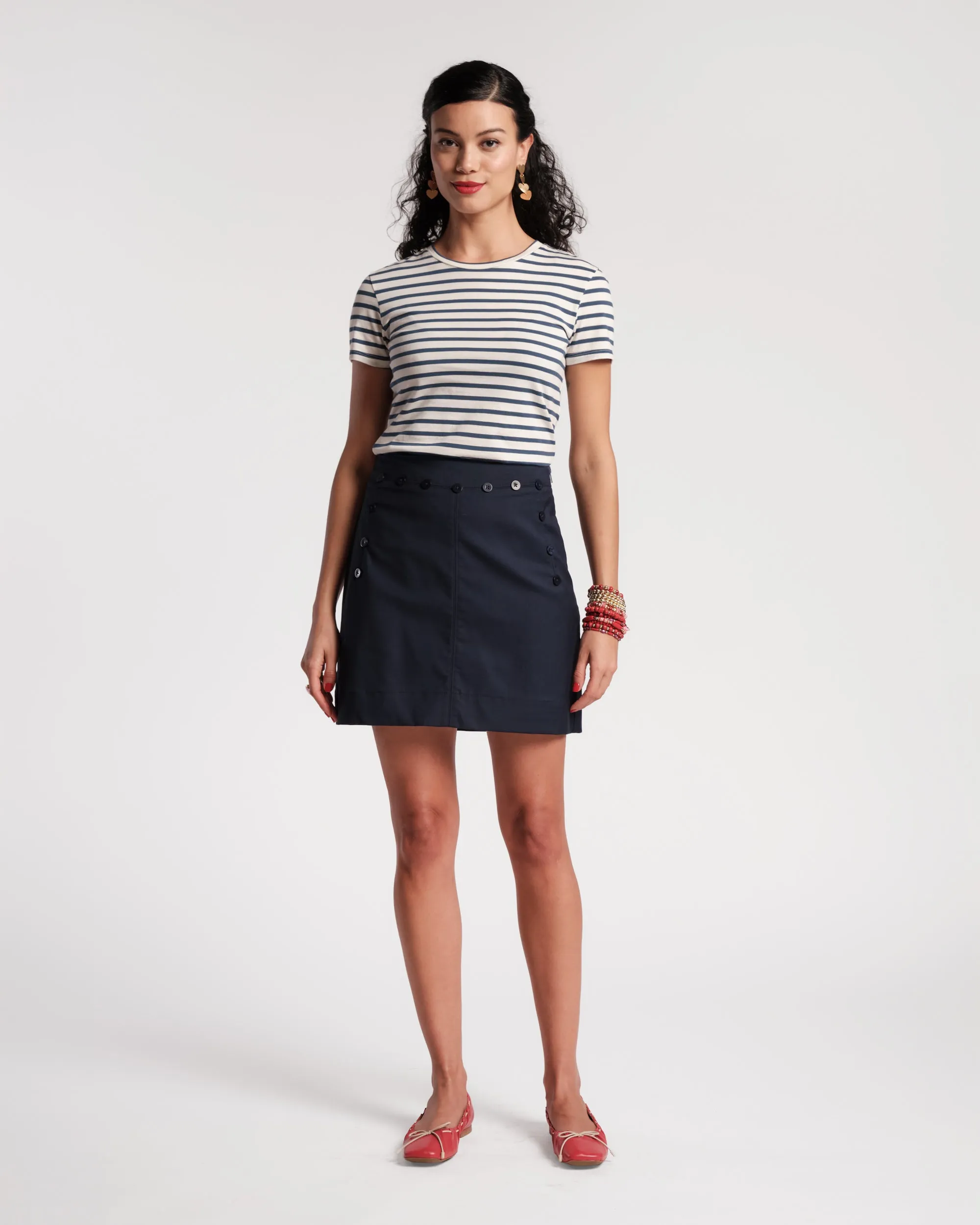 Super Striped Baby Tee - Oyster/Navy sold by Frances Valentine product image thumbnail 2