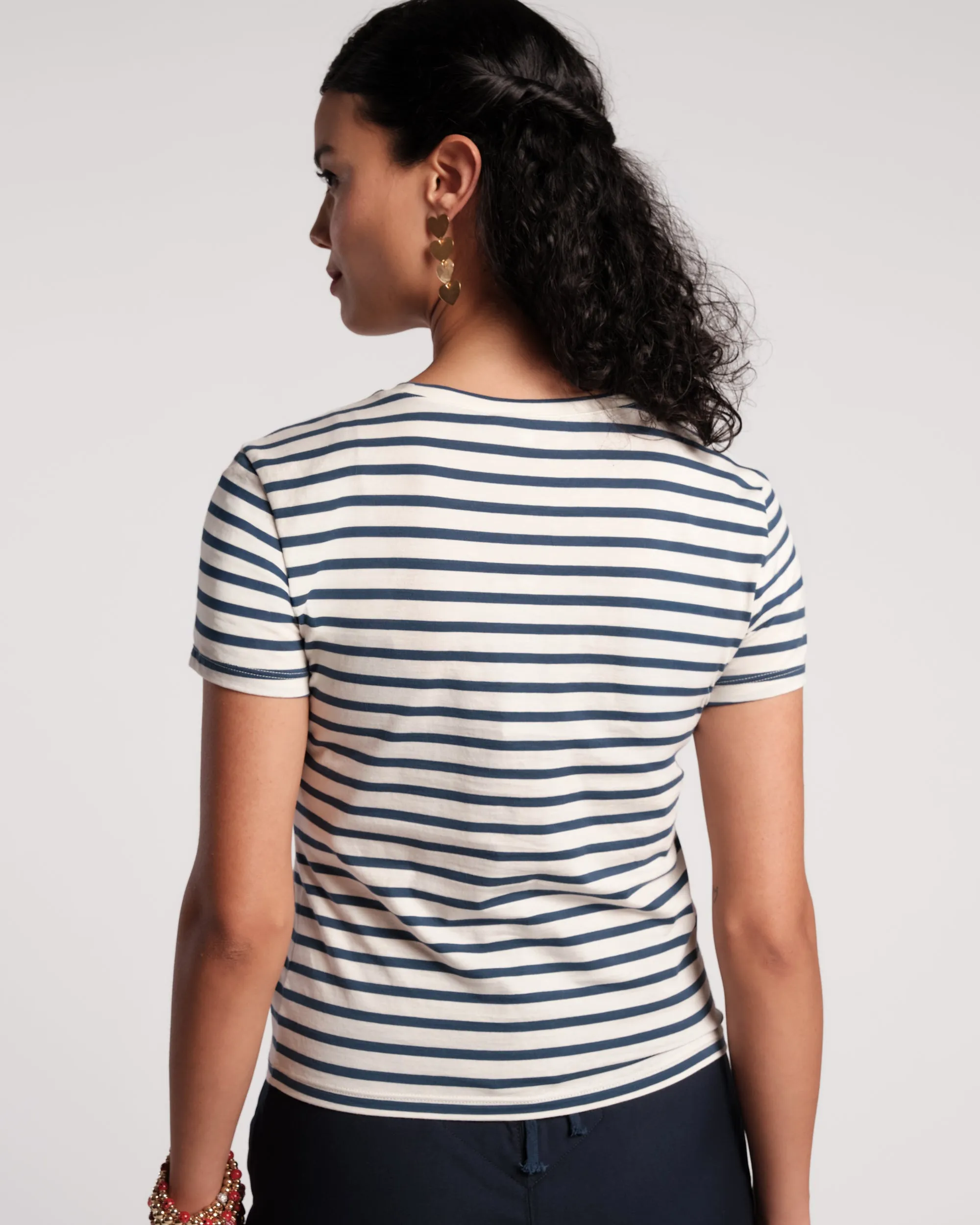 Super Striped Baby Tee - Oyster/Navy sold by Frances Valentine product image thumbnail 4