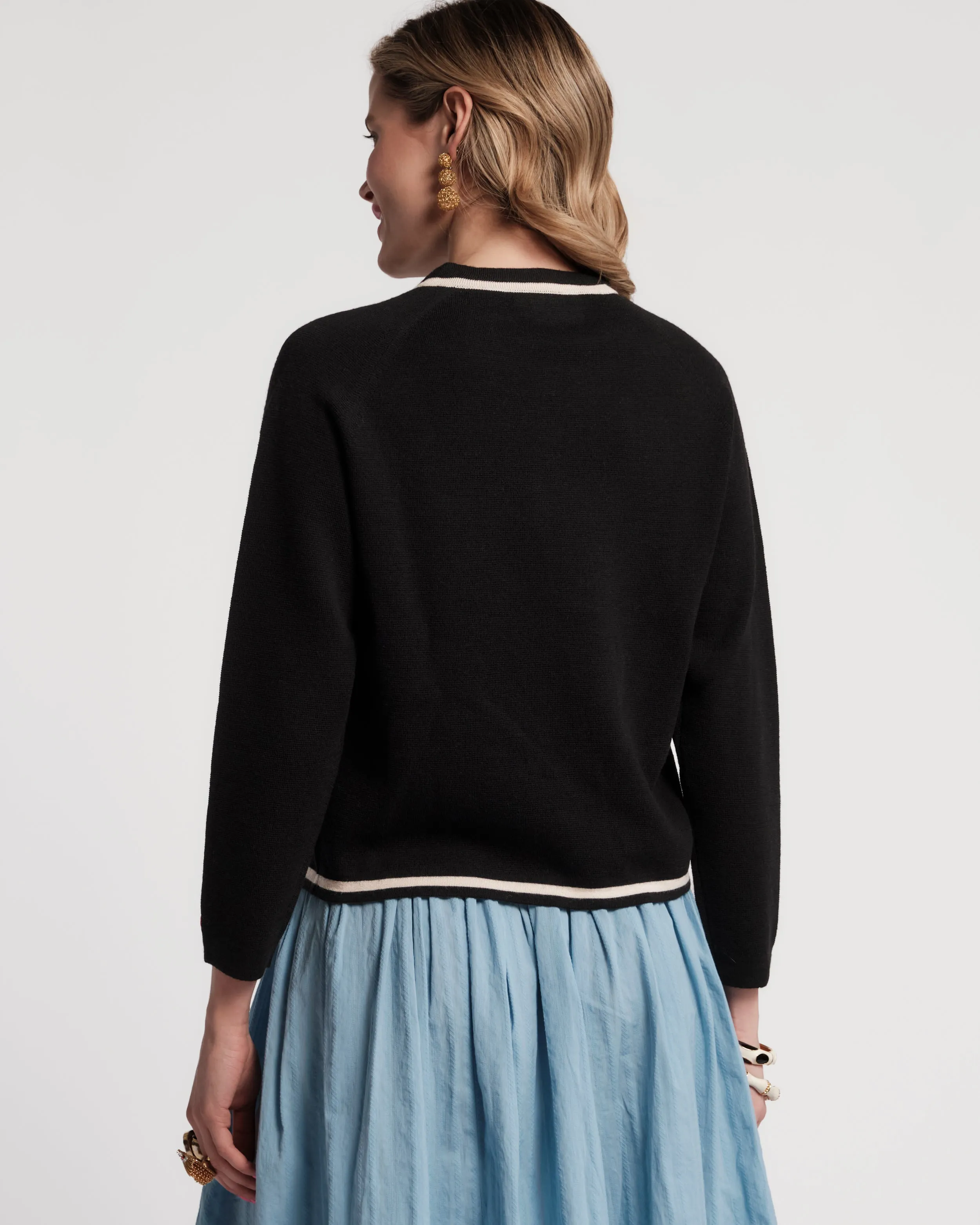 Border Tie Neck Cardigan - Black sold by Frances Valentine product image thumbnail 3