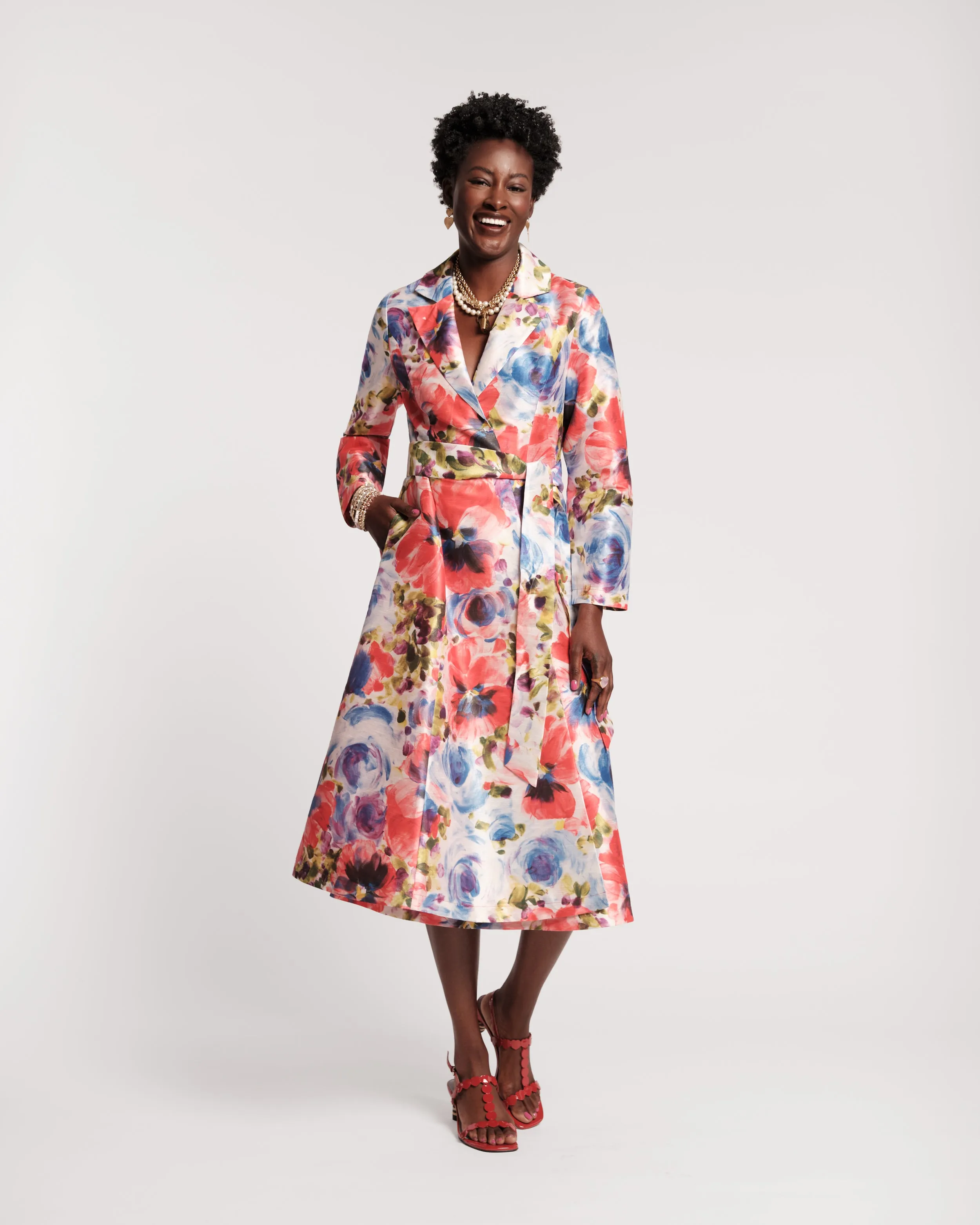 Lucille Wrap Dress - Super Bloom sold by Frances Valentine