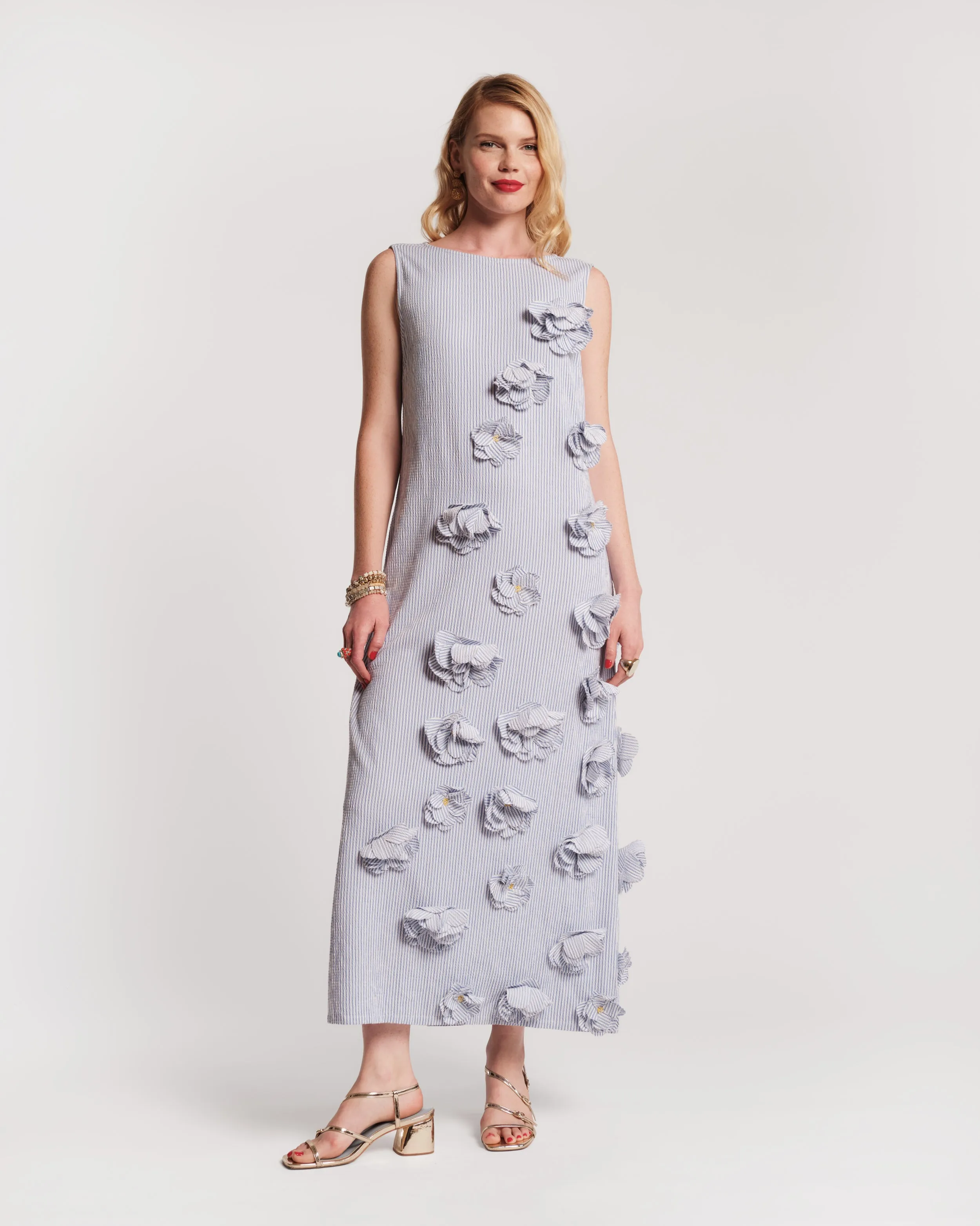 Origami Seersucker Dress - Blue sold by Frances Valentine product image thumbnail 2