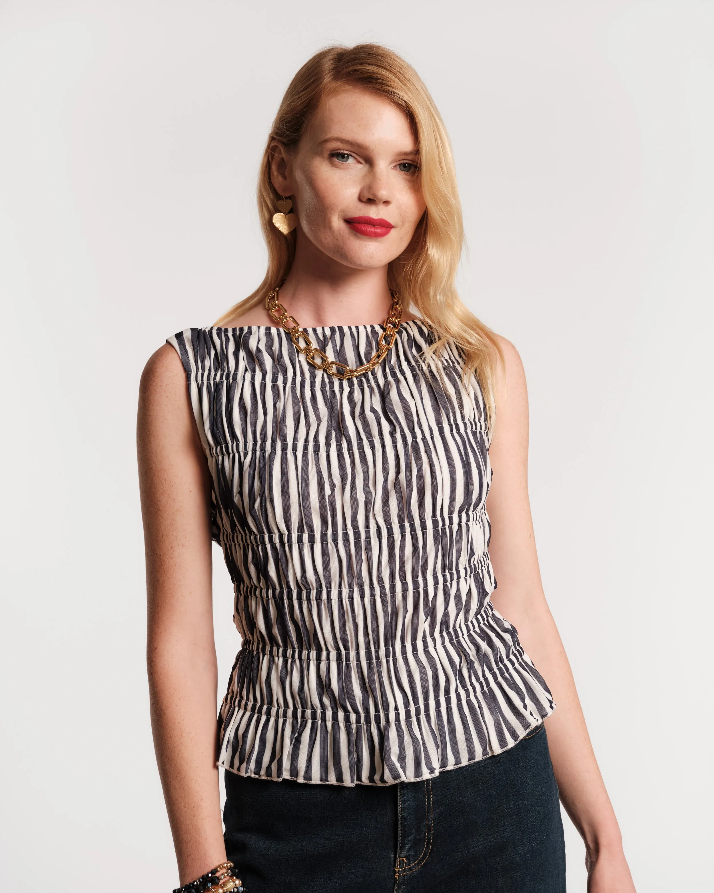 Jane Top - Navy/White sold by Frances Valentine