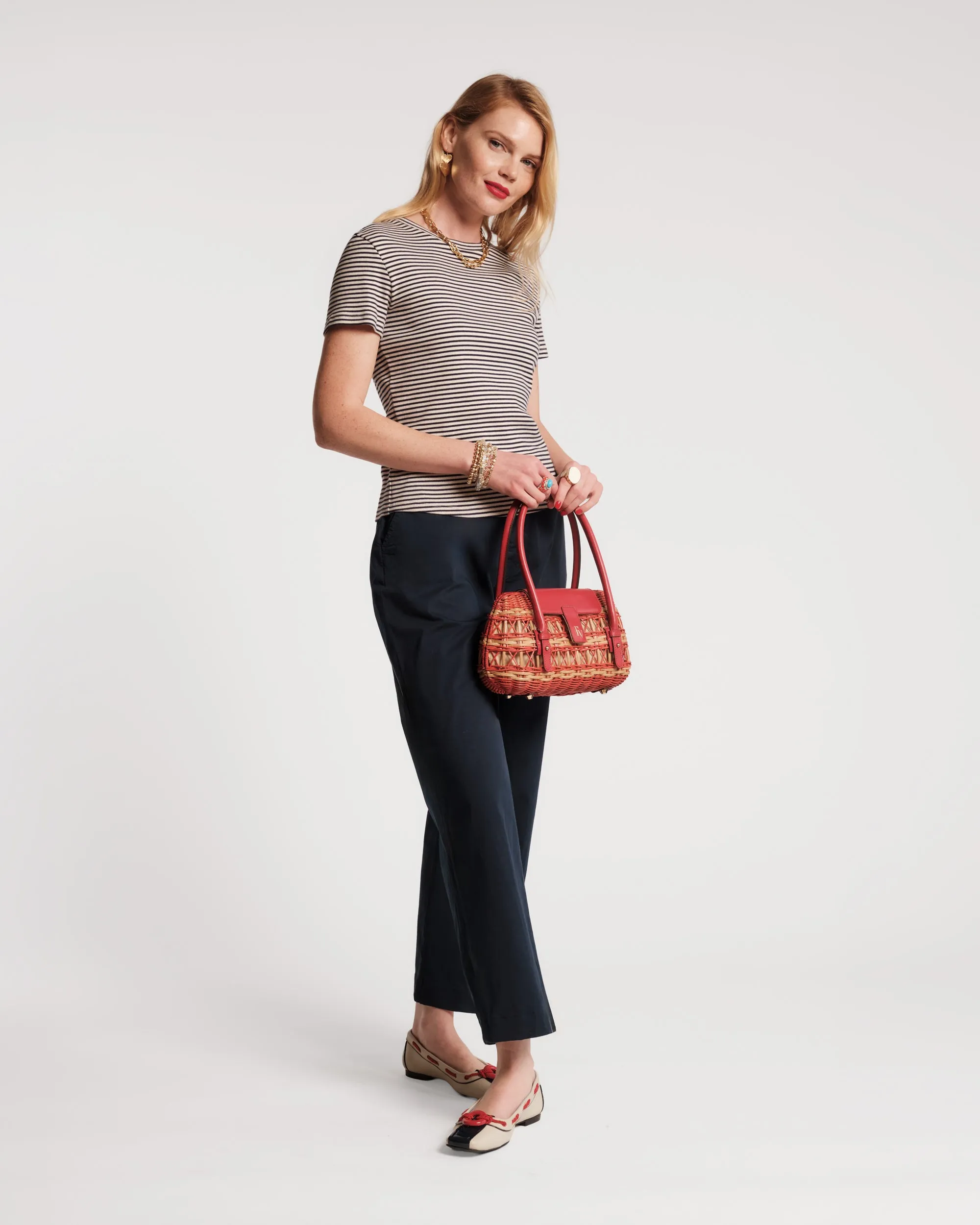 Crewneck Ribbed Tee - Navy sold by Frances Valentine product image thumbnail 2