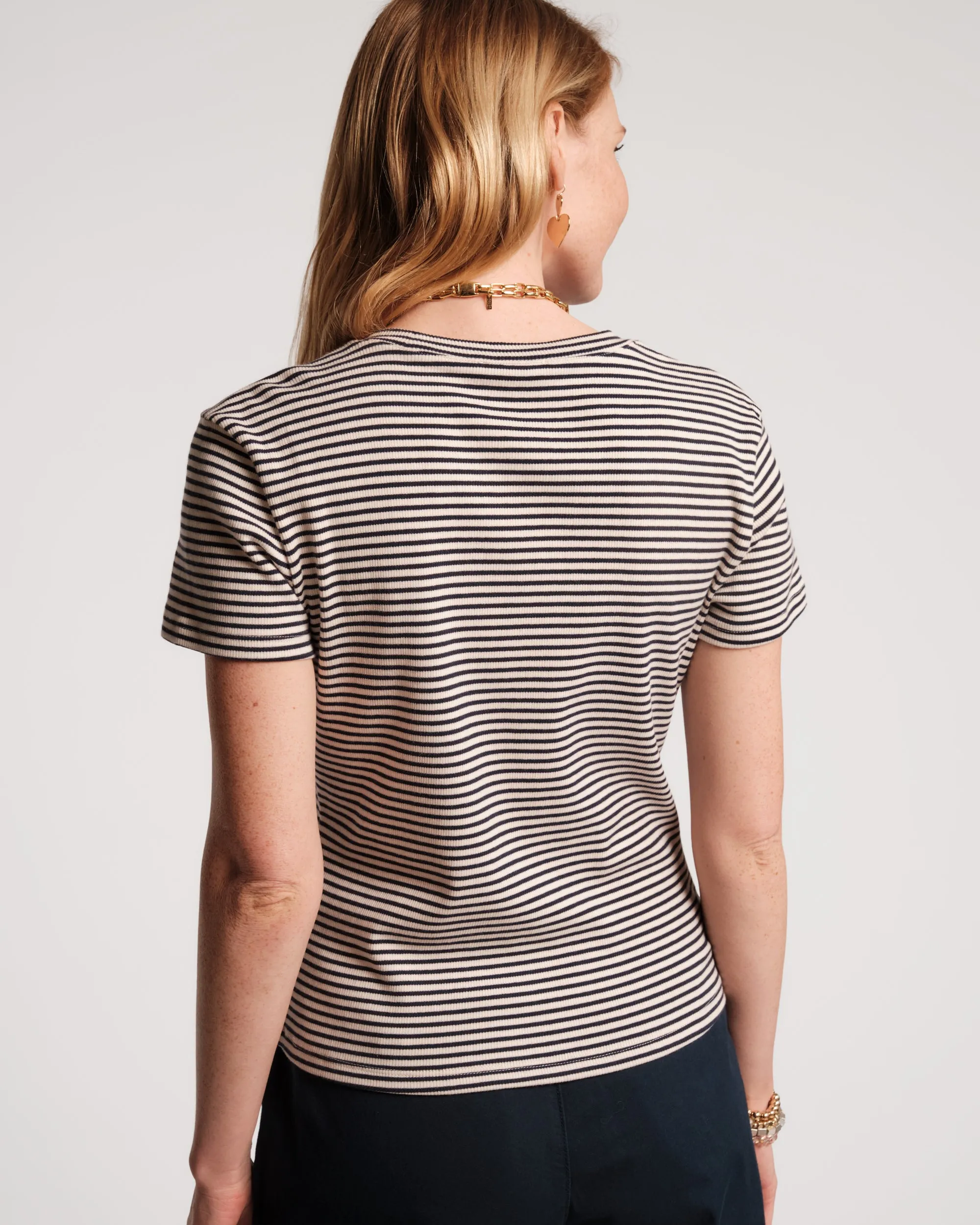 Crewneck Ribbed Tee - Navy sold by Frances Valentine product image thumbnail 5