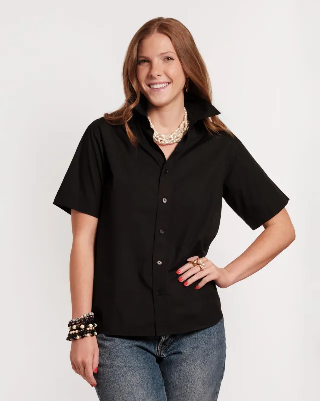 Perfect Button Down Short Sleeve - Black made by Frances Valentine