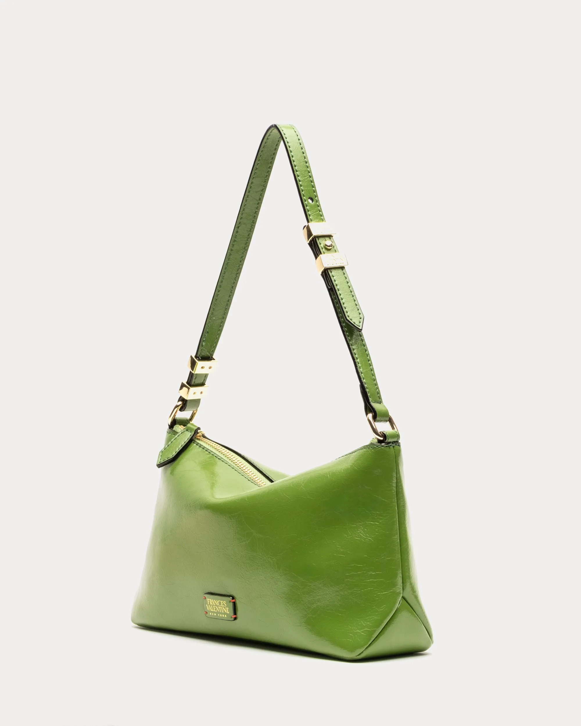 Freddie Shoulder Bag - Crinkled Leather Green sold by Frances Valentine