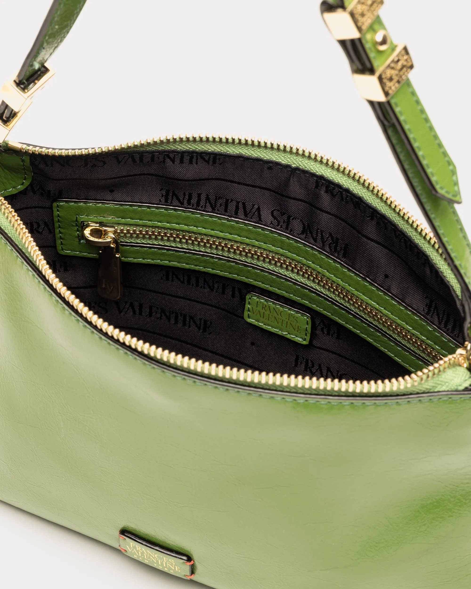 Freddie Shoulder Bag - Crinkled Leather Green sold by Frances Valentine product image thumbnail 5