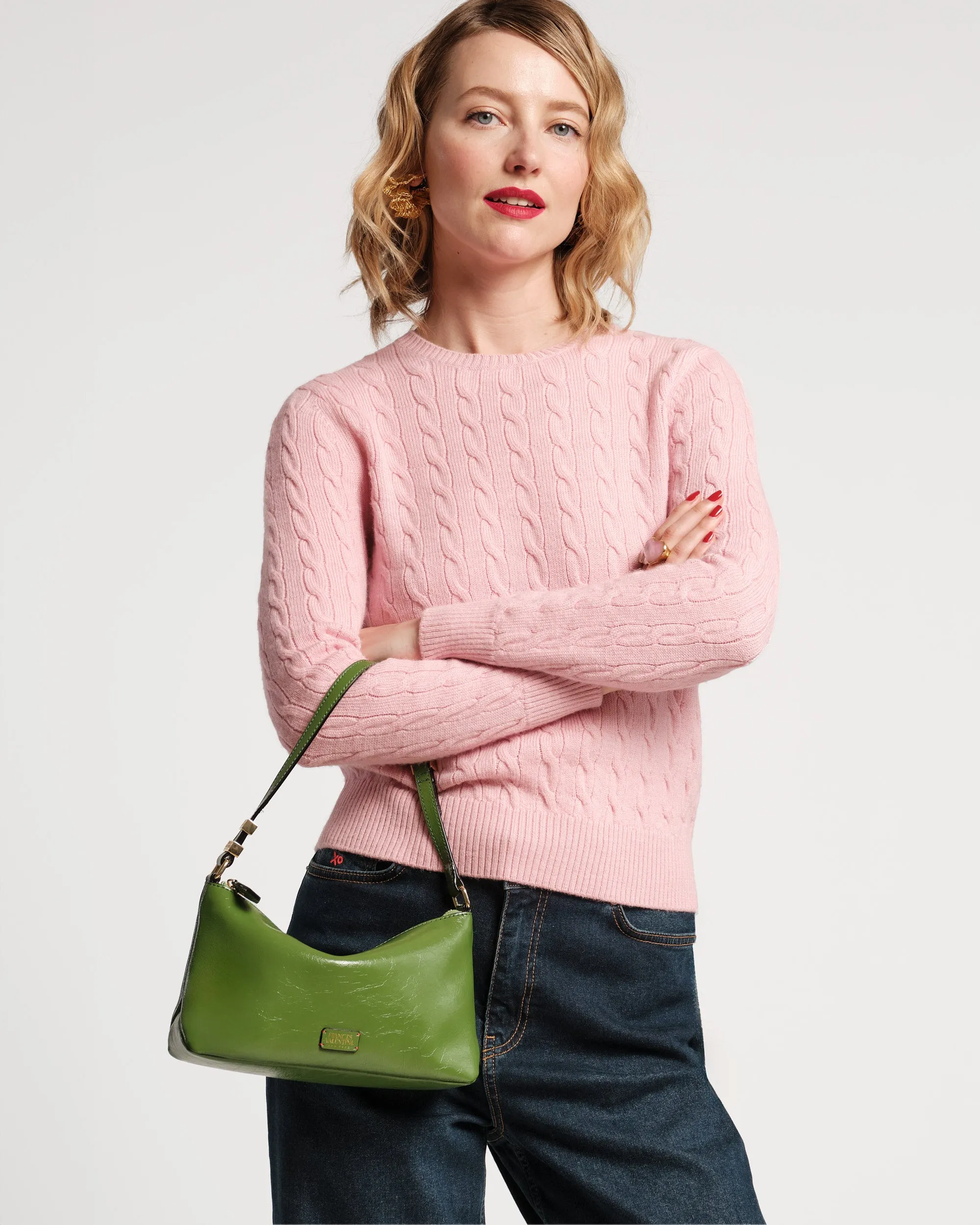 Freddie Shoulder Bag - Crinkled Leather Green sold by Frances Valentine product image thumbnail 2