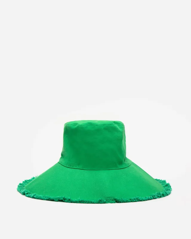 Canvas Fringe Hat - Green sold by Frances Valentine