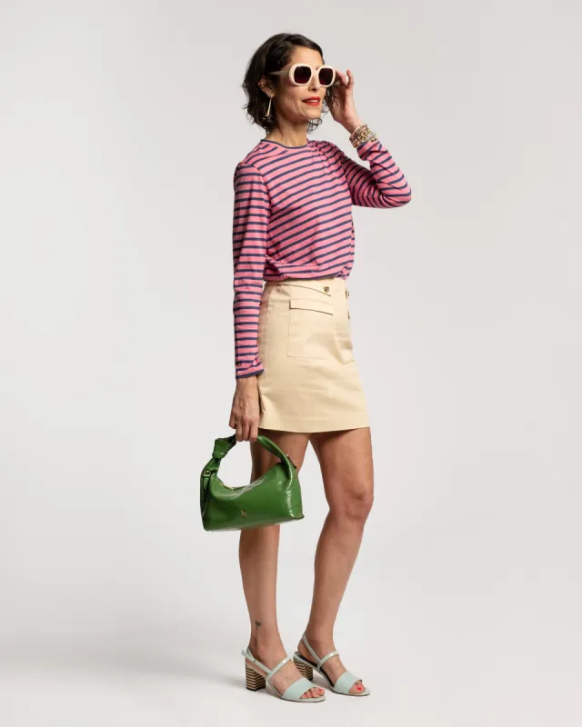 Penelope Mini Skirt - Khaki sold by Frances Valentine