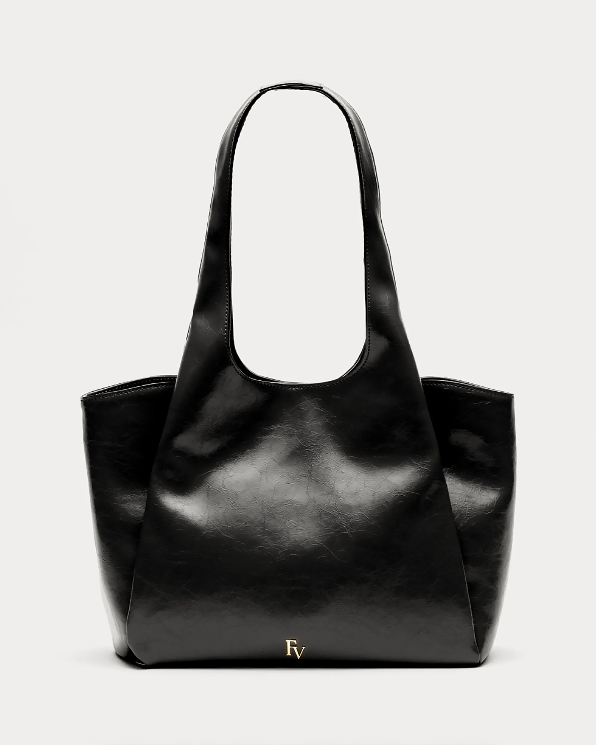 Portia Satchel - Crinkled Leather Black sold by Frances Valentine