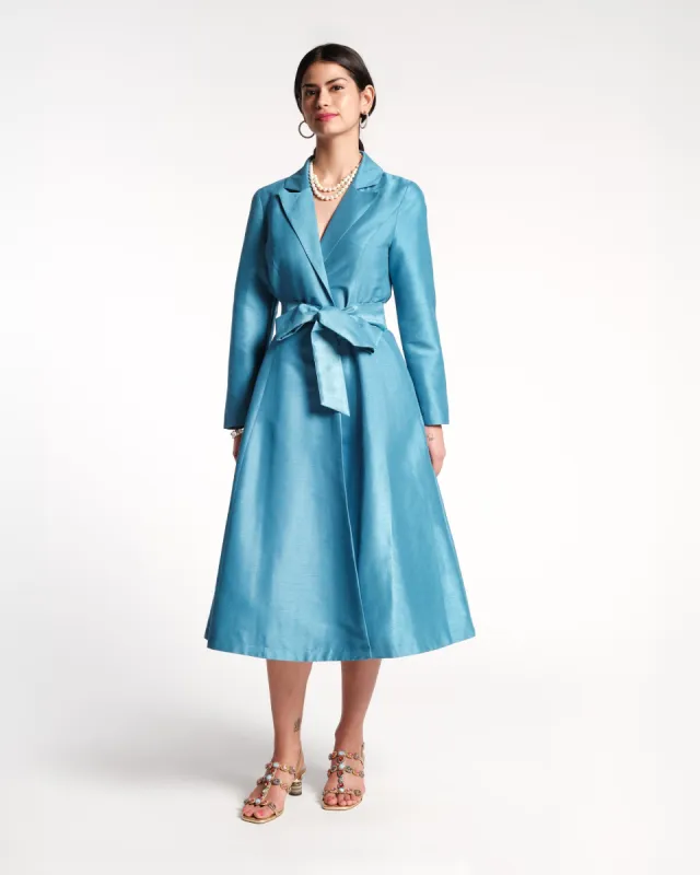 Lucille Wrap Dress - Blue sold by Frances Valentine