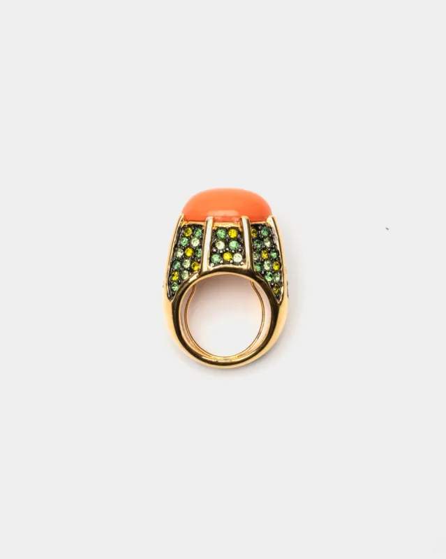 Domed Cabochon Ring Coral Green sold by Frances Valentine