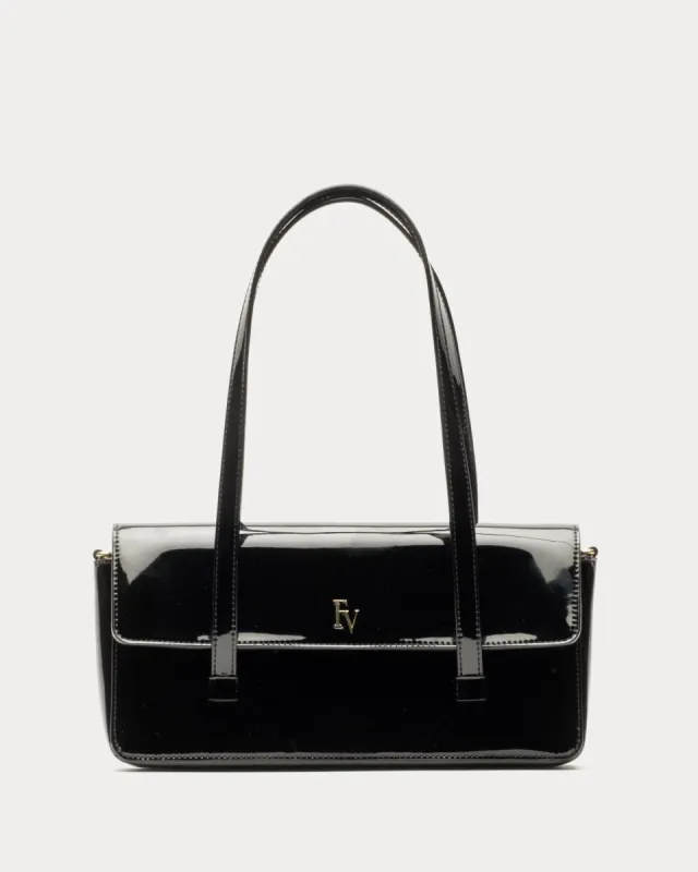 Small Slim Tote Bag - Patent Leather Black sold by Frances Valentine