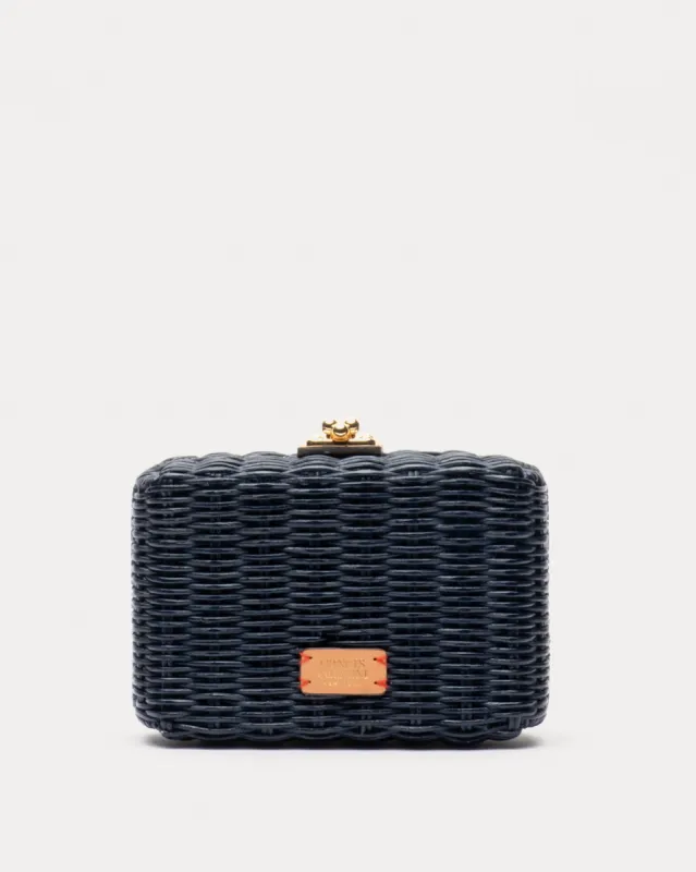 Paige Wicker Clutch - Navy sold by Frances Valentine