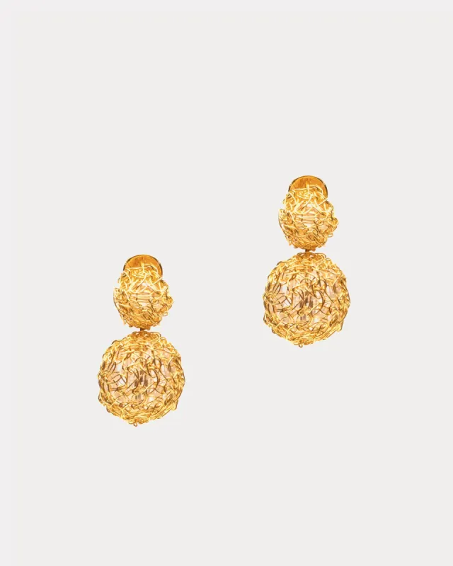 Spheres Drop Earring Gold sold by Frances Valentine
