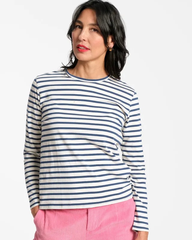 Long Sleeve Striped Tee Shirt - Oyster Navy sold by Frances Valentine