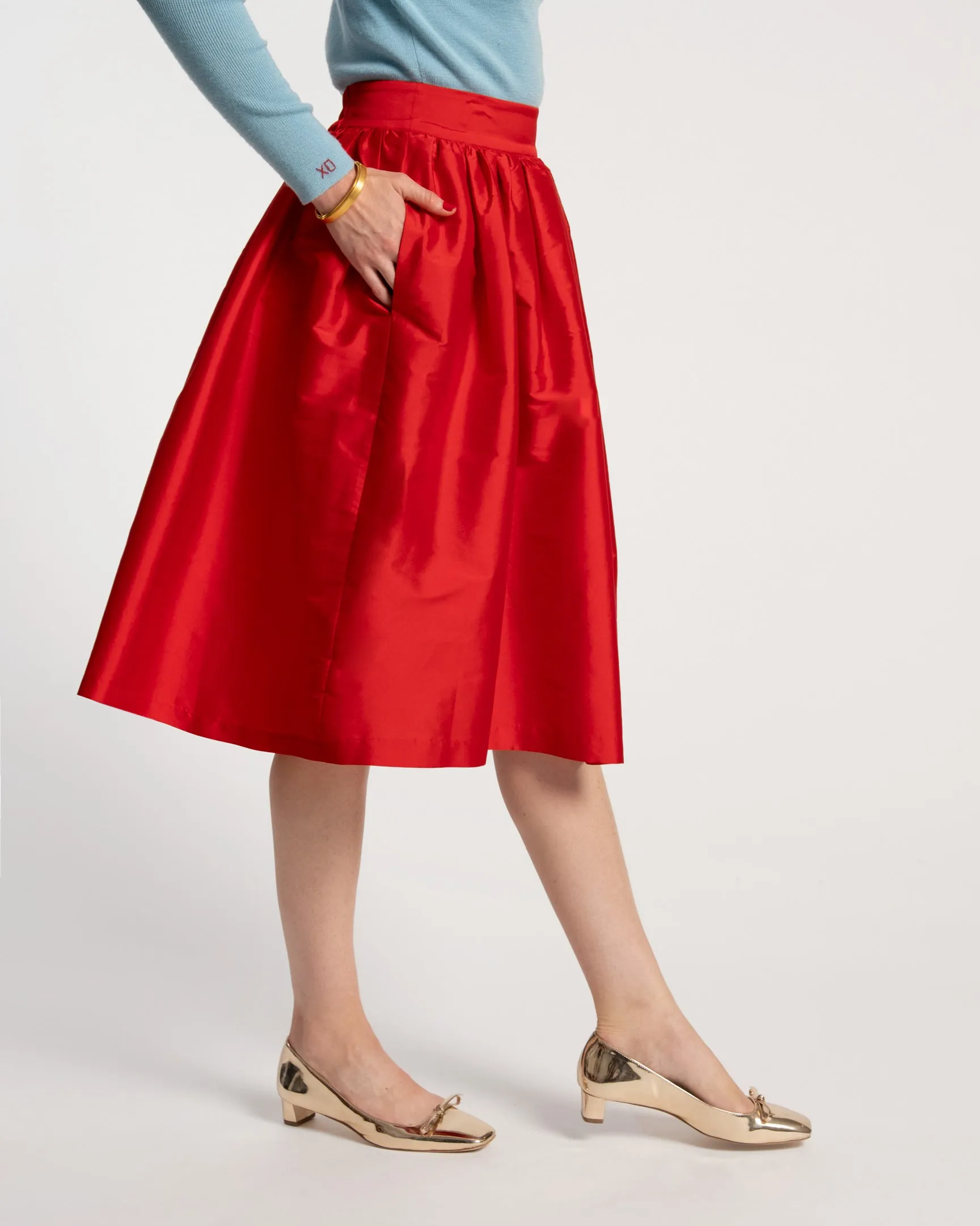 Barbara Gathered Midi Skirt - Red sold by Frances Valentine product image thumbnail 2
