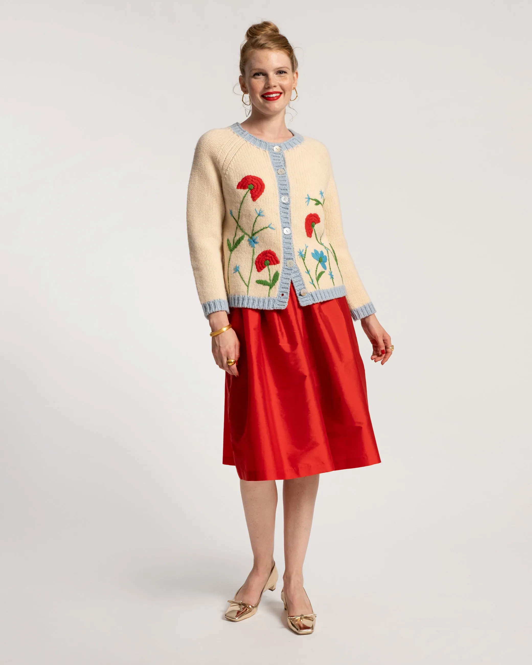 Barbara Gathered Midi Skirt - Red sold by Frances Valentine product image thumbnail 4