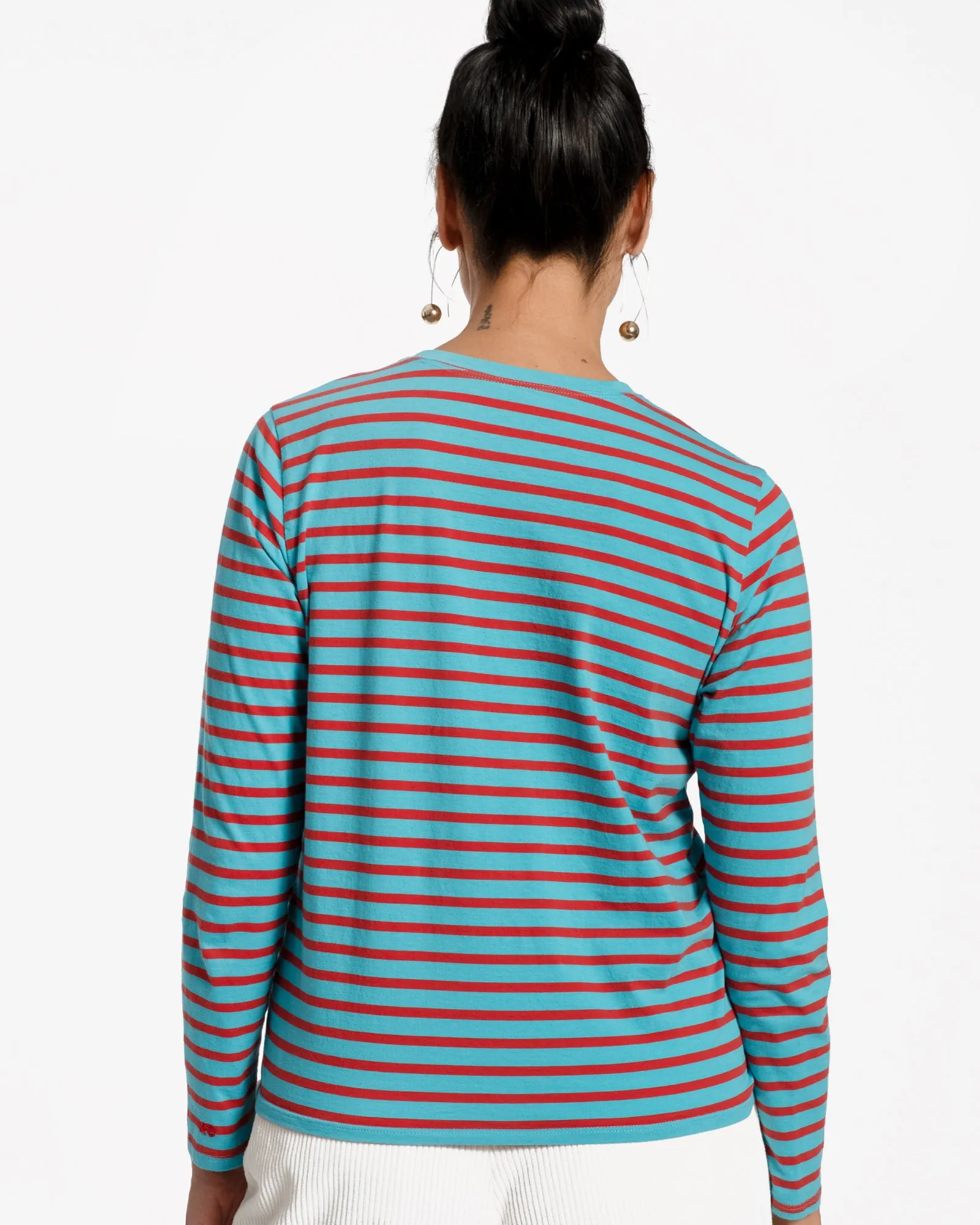 Long Sleeve Striped Tee Shirt - Turquoise Red sold by Frances Valentine product image thumbnail 3