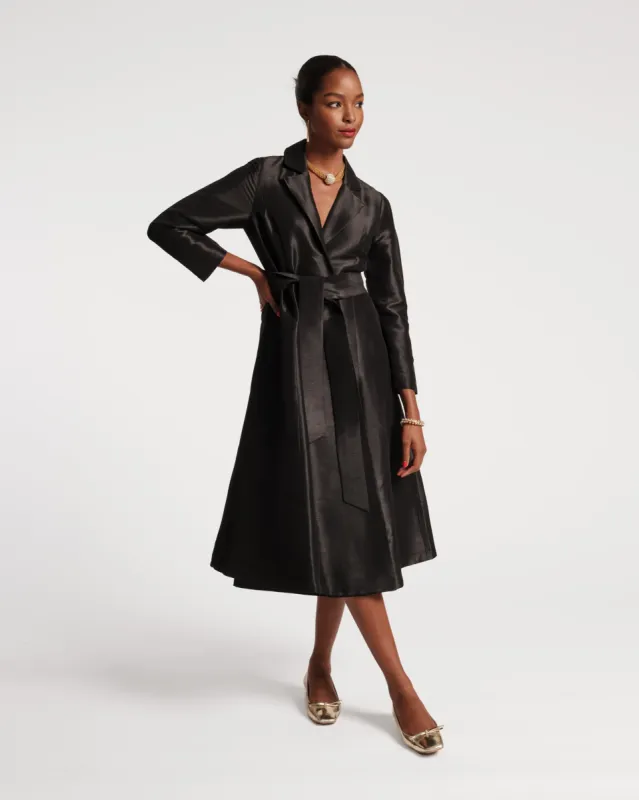 Lucille Dupioni Wrap Dress - Black made by Frances Valentine